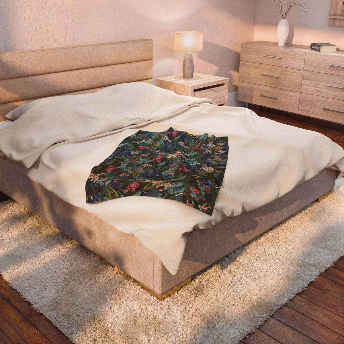 Winter Berry Velveteen Throw Blanket