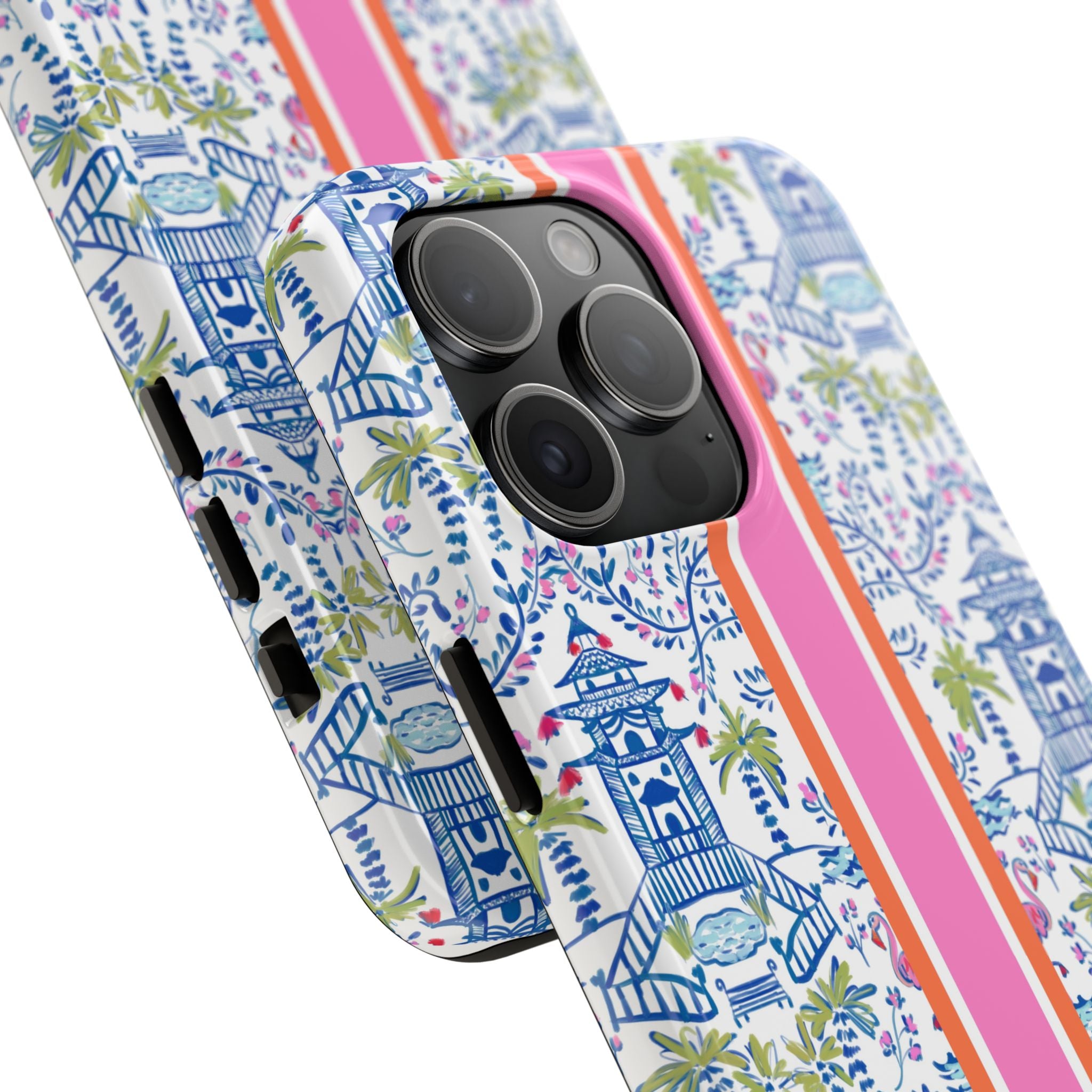 Colorful Chinoiserie Monogrammed Tough Phone Case