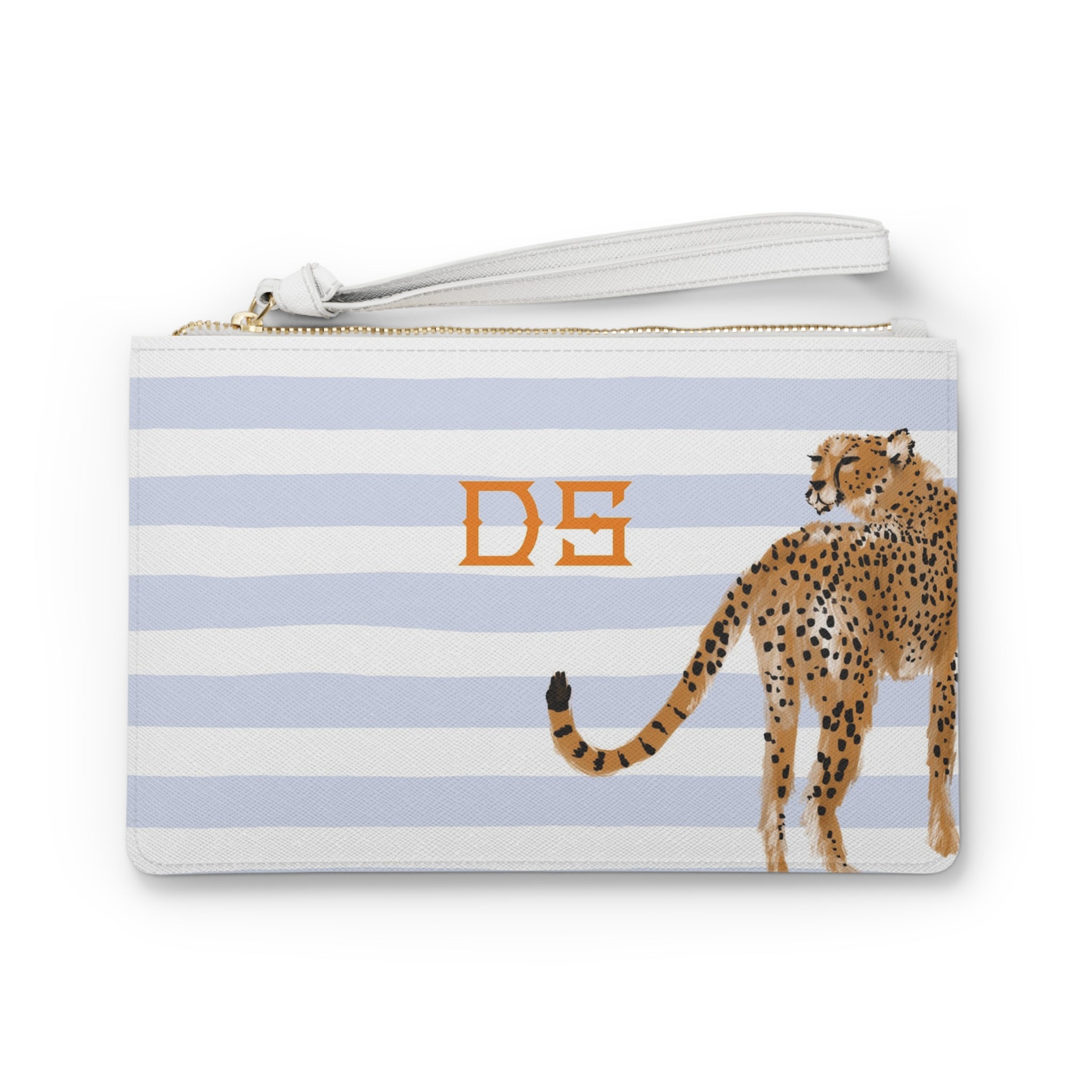 Preppy Cheetah (Blue) Monogrammed Mahjong Card Holder