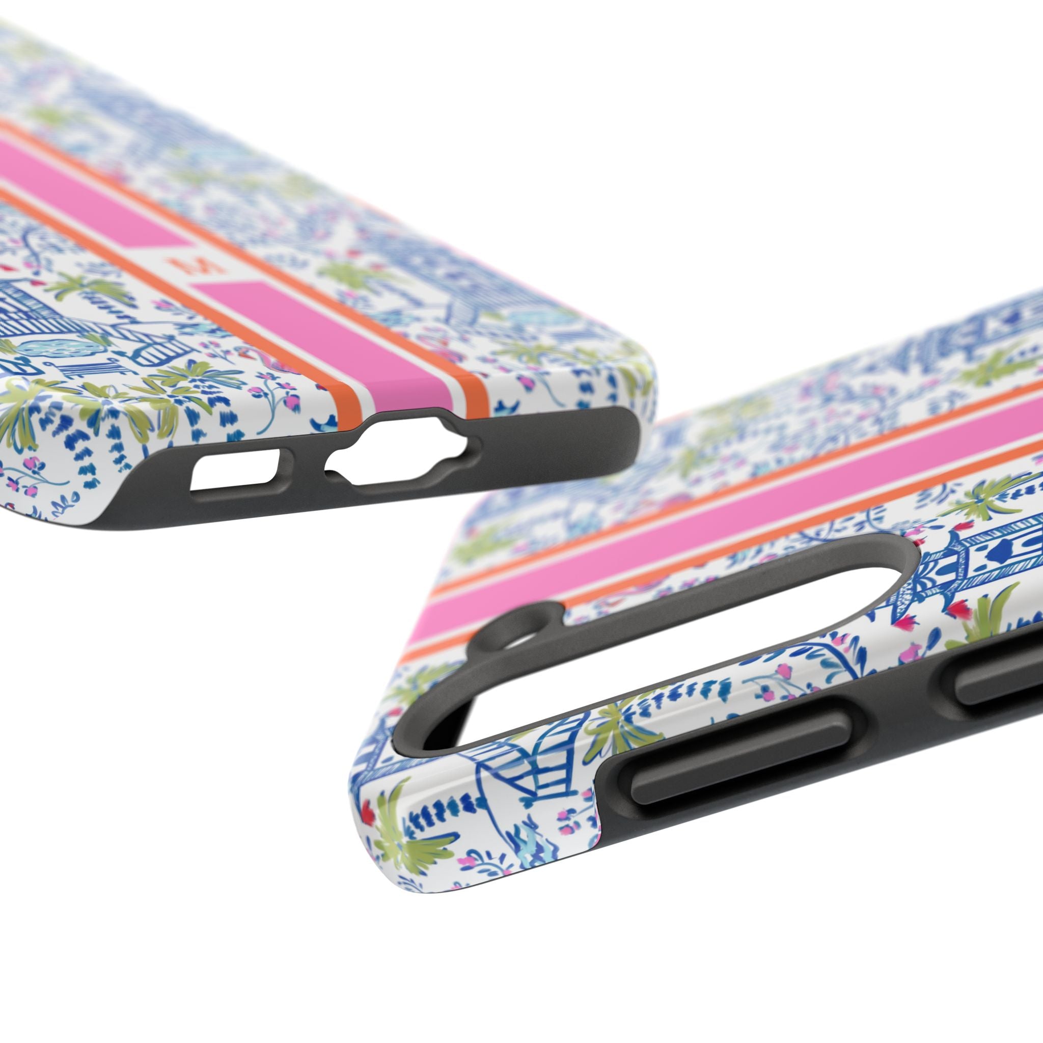 Colorful Chinoiserie Monogrammed Tough Phone Case