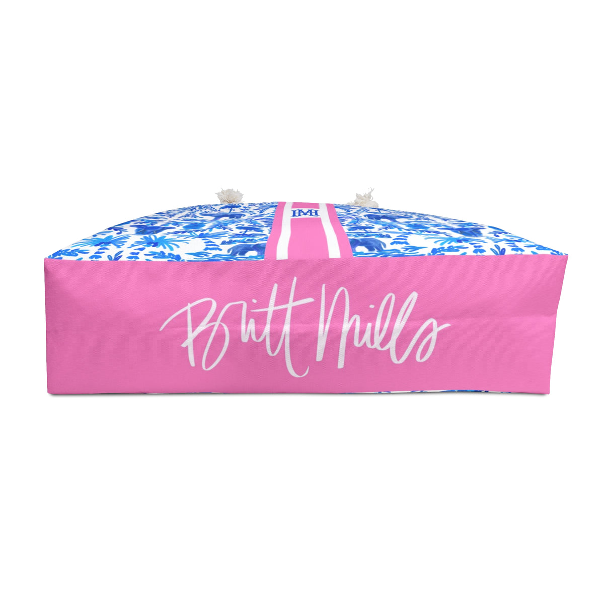 Elephant Fun Striped Monogrammed Mahjong Bag