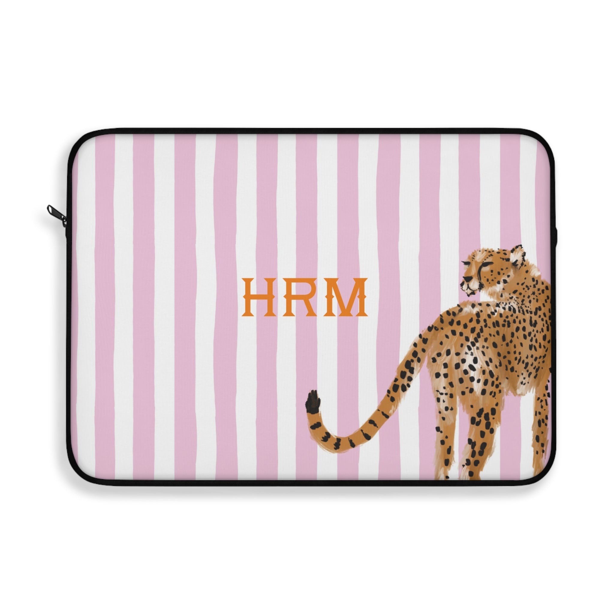 Preppy Cheetah (Pink) Monogrammed Laptop Sleeve