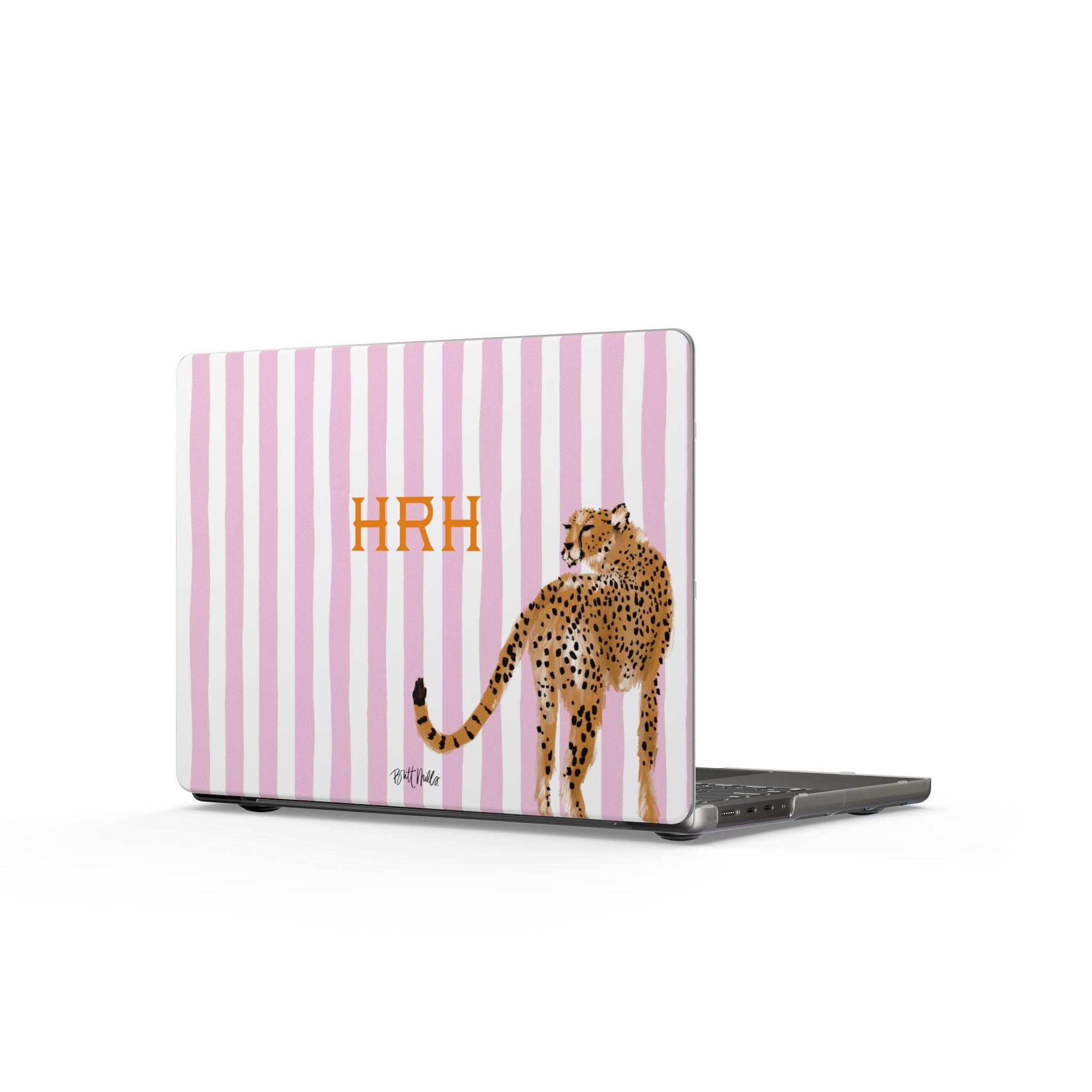 Preppy Cheetah Pink Monogrammed Matte MacBook Cases