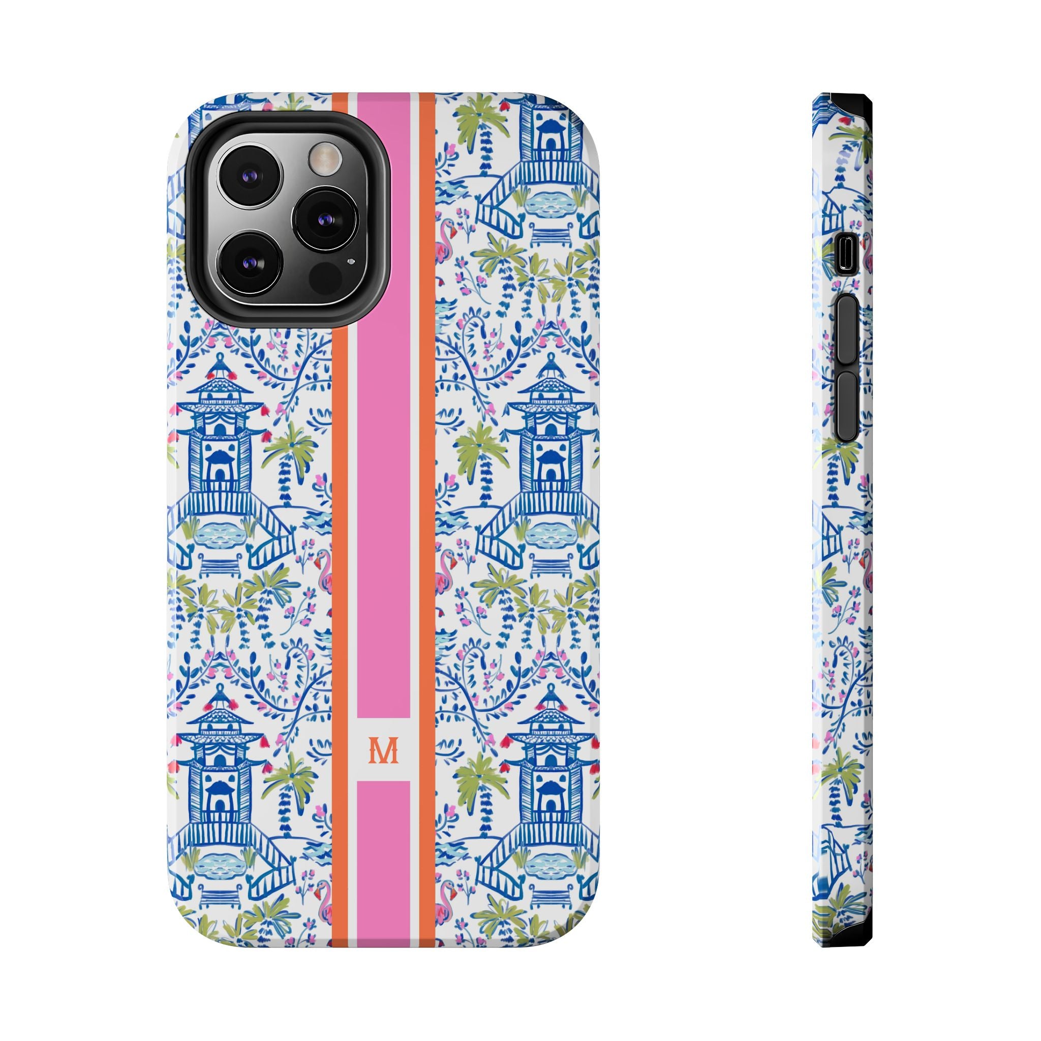 Colorful Chinoiserie Monogrammed Tough Phone Case
