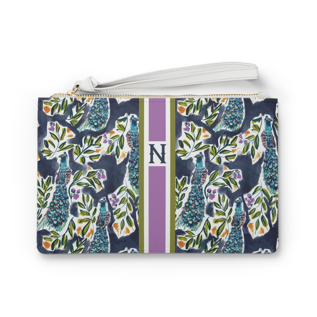 Peacock Garden Striped Monogrammed Mahjong Card Holder