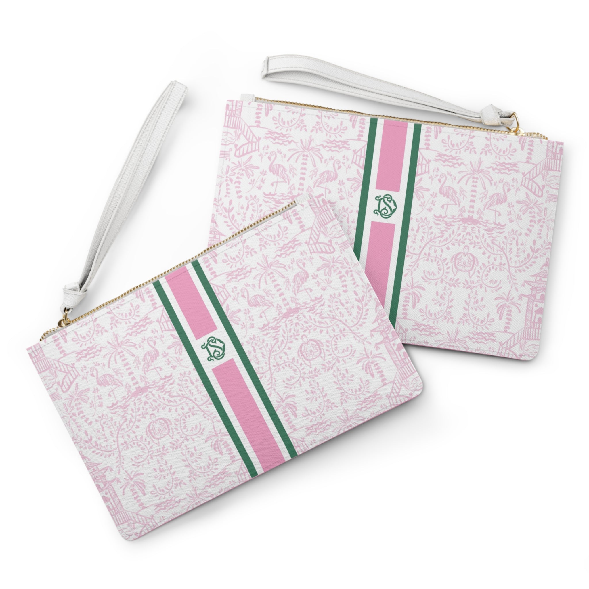 Palm Beach Pink Striped Monogrammed Mahjong Card Holder