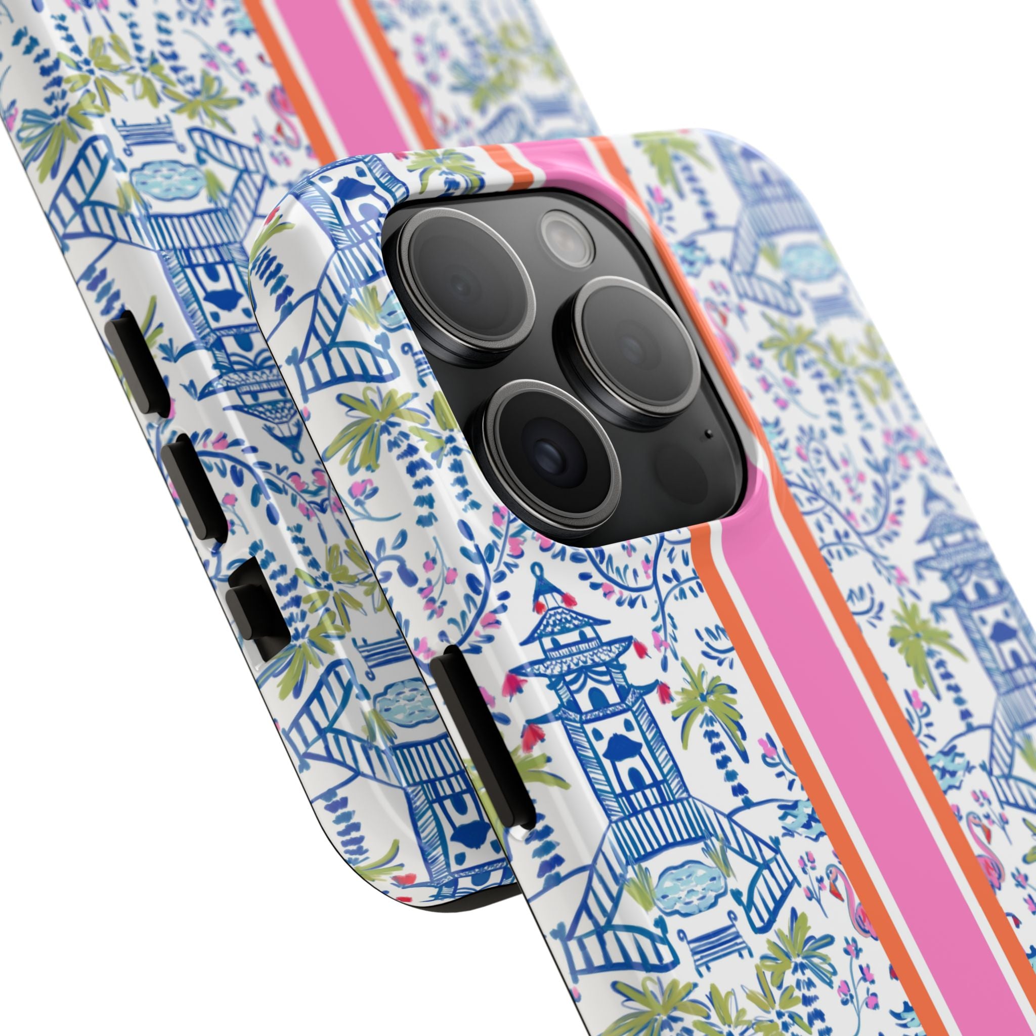 Colorful Chinoiserie Monogrammed Tough Phone Case
