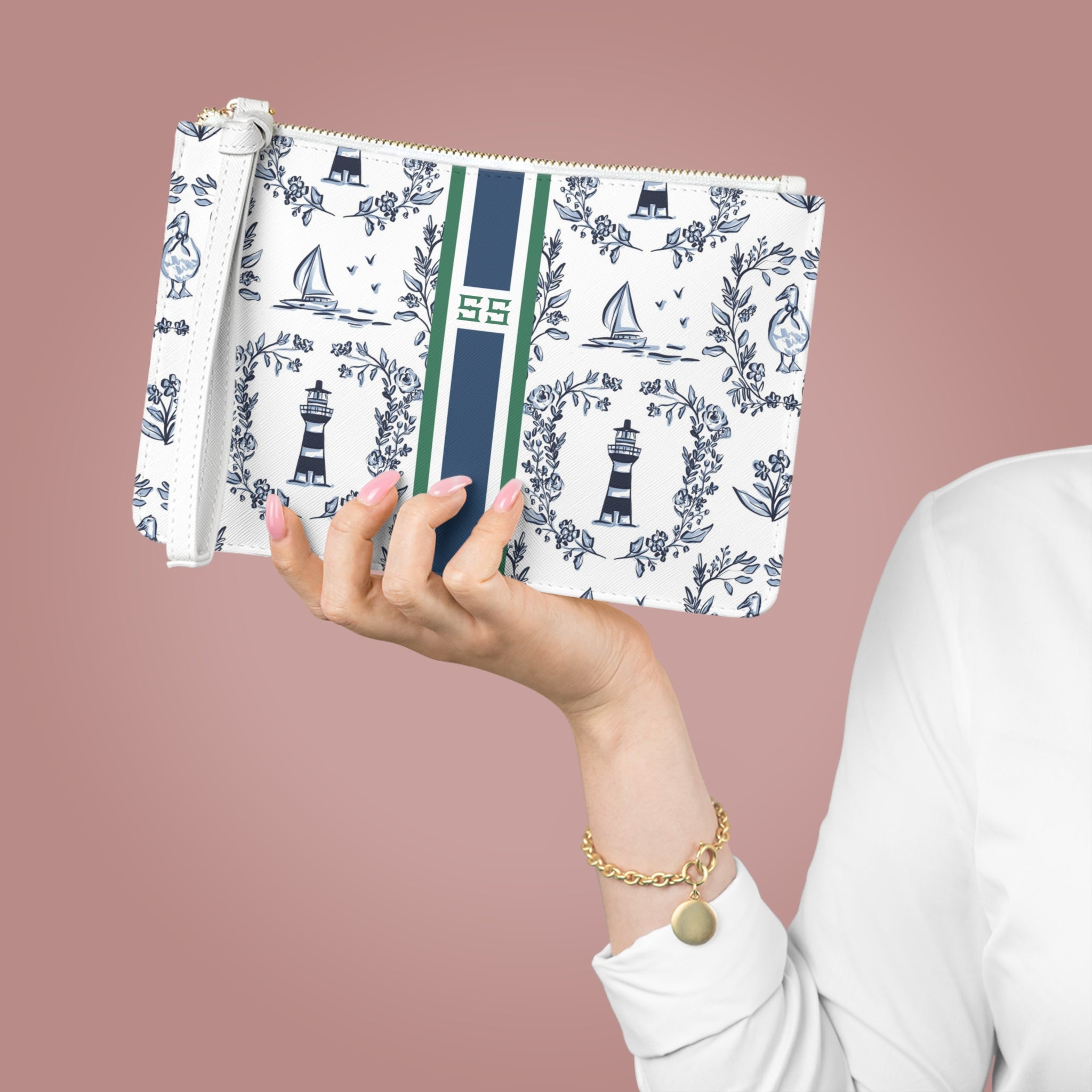East Coast Summer Striped Monogrammed Mahjong Card Holder