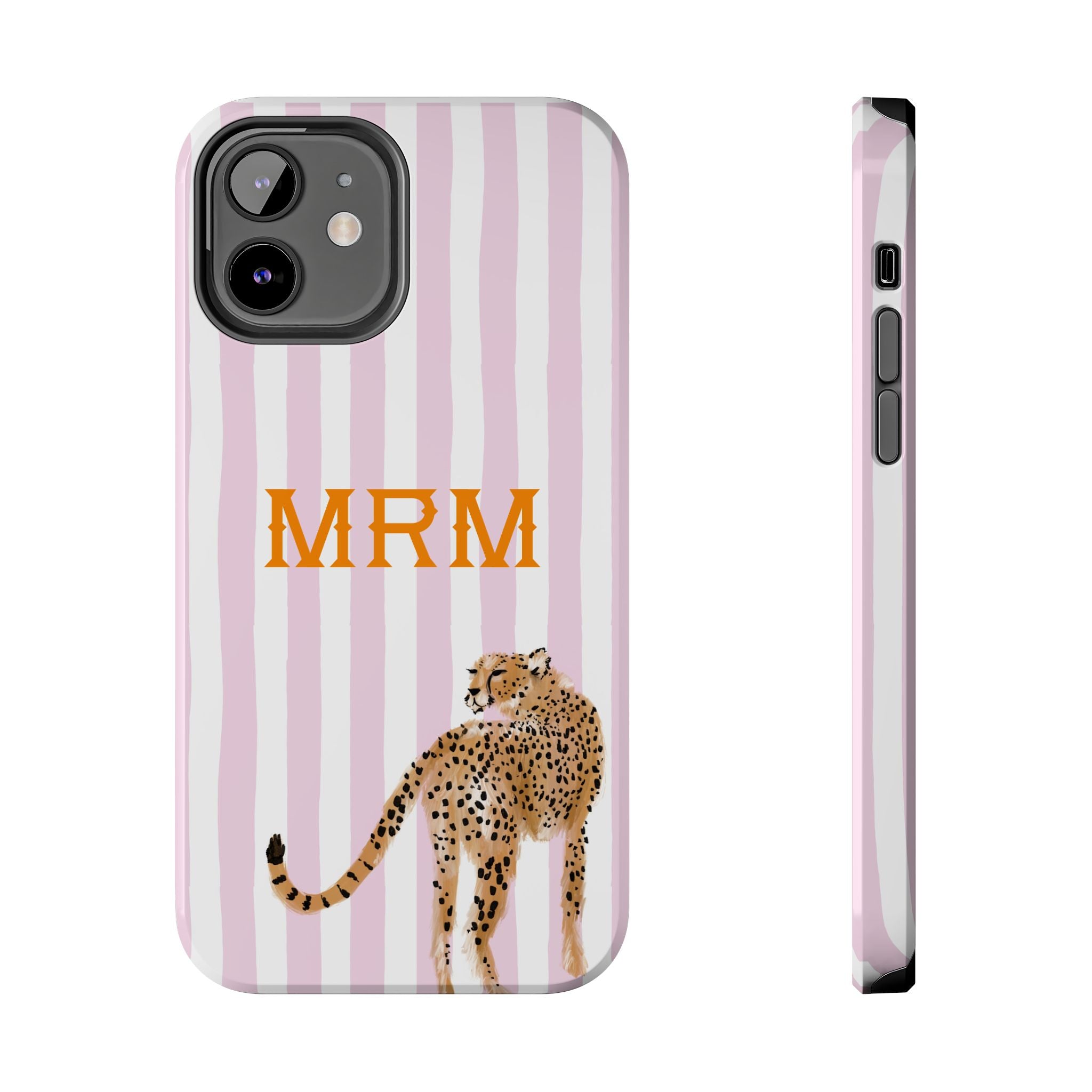 Preppy Cheetah (Pink) Monogrammed Tough Phone Case