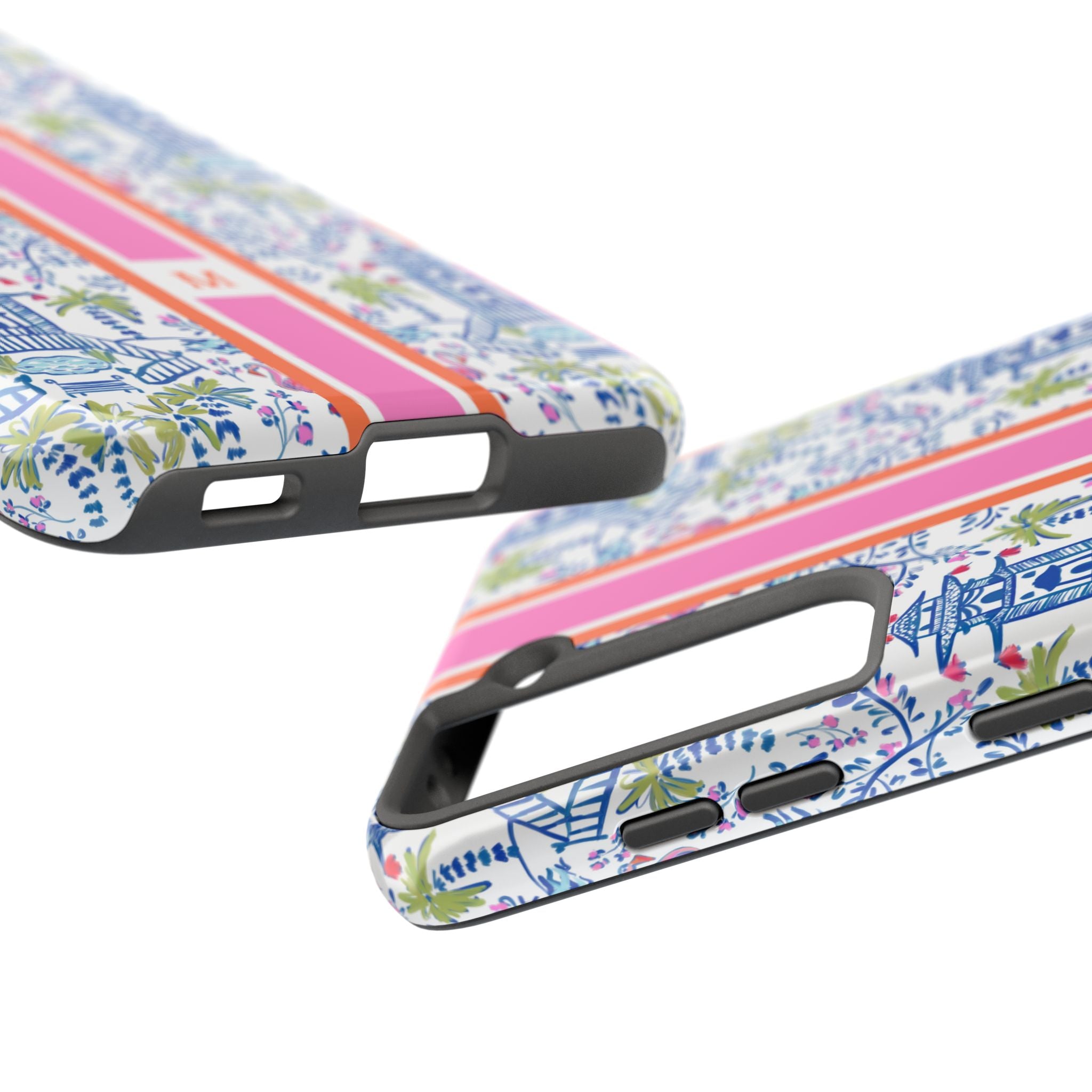 Colorful Chinoiserie Monogrammed Tough Phone Case
