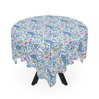 Colorful Coastal Chinoiserie Square Tablecloth