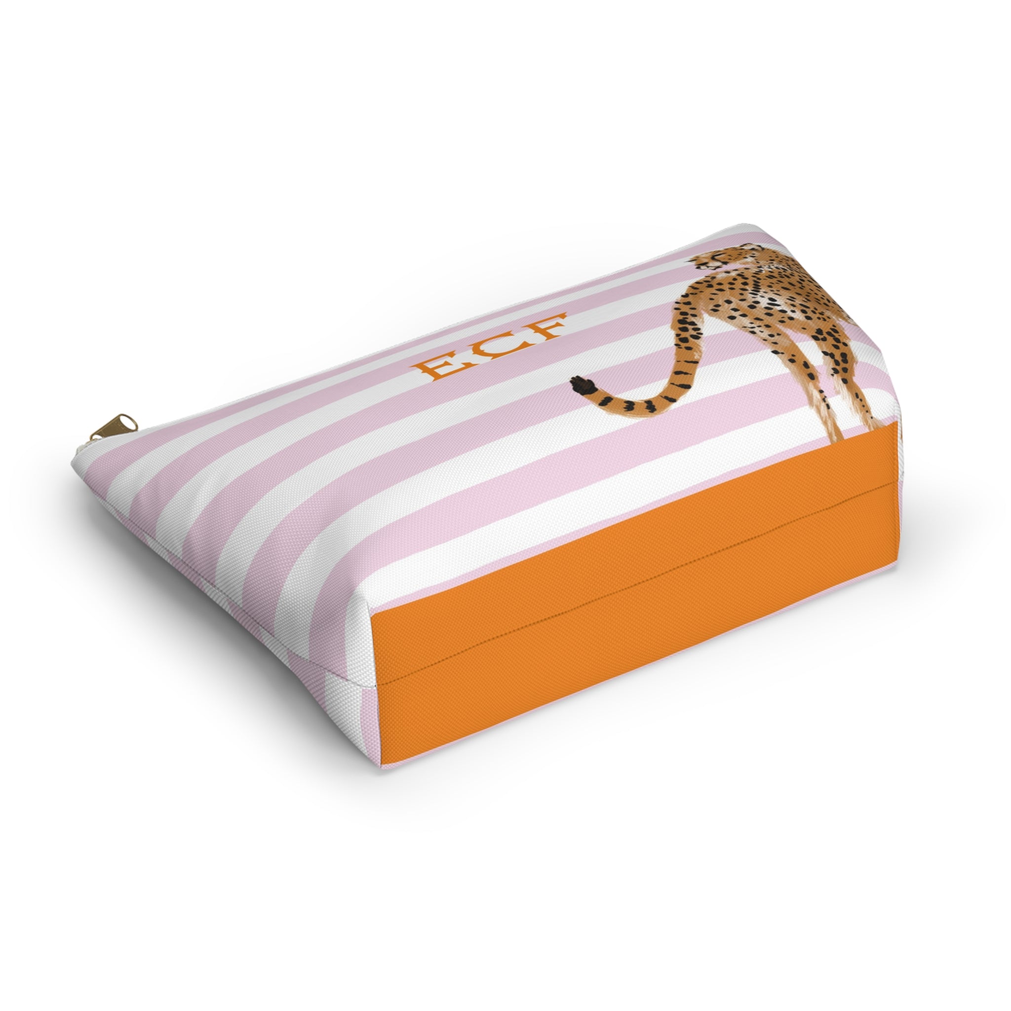 Preppy Cheetah (Pink) Monogrammed Mahjong Tile Pouch
