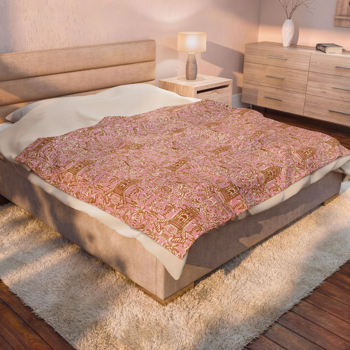 Soirée Pink Velveteen Throw Blanket