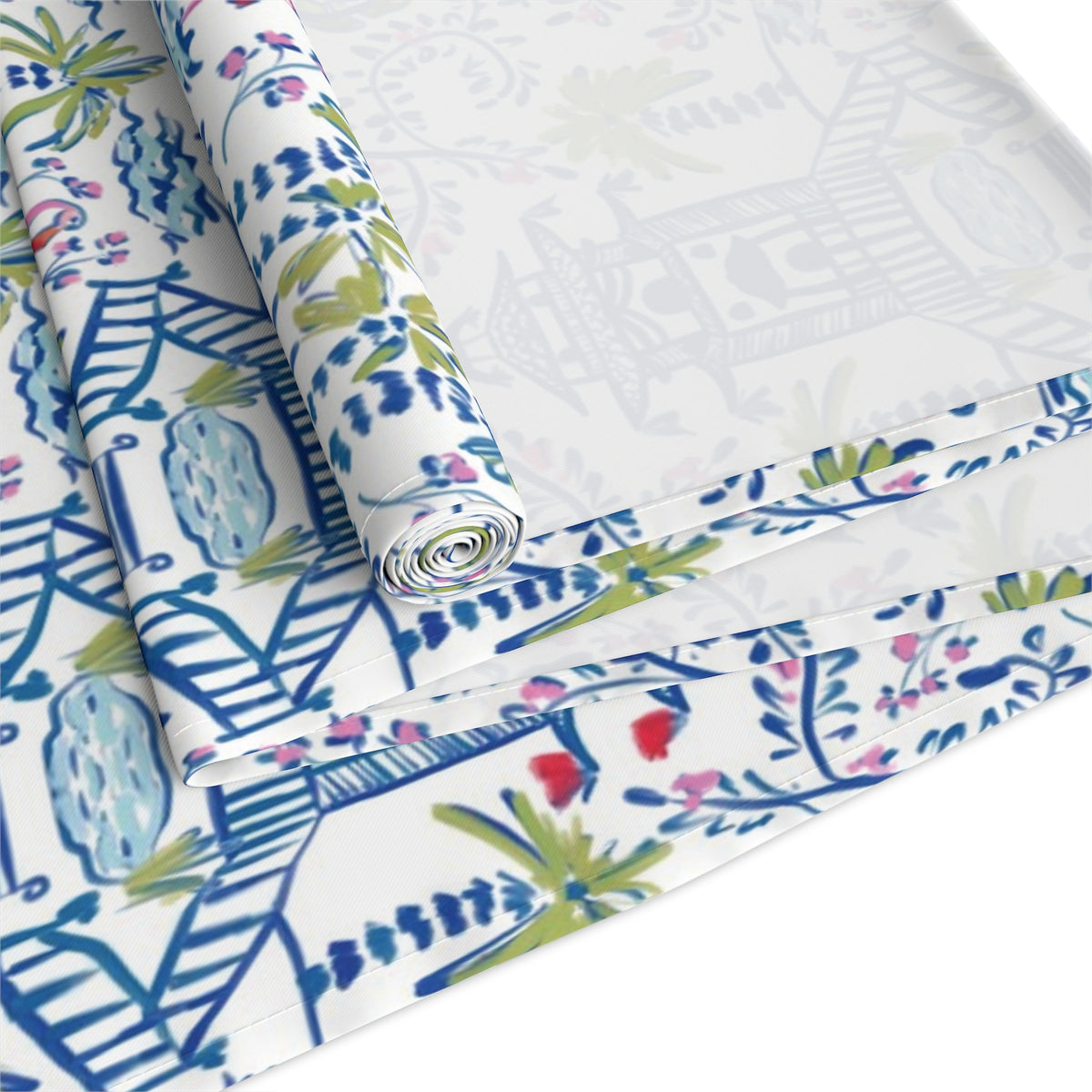 Colorful Coastal Chinoiserie Table Runner