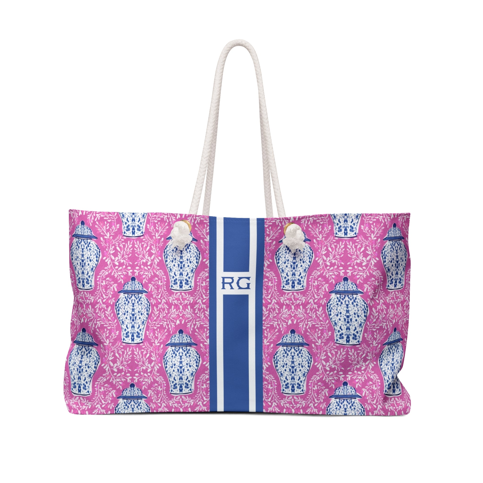 Ginger Striped Monogrammed Mahjong Bag