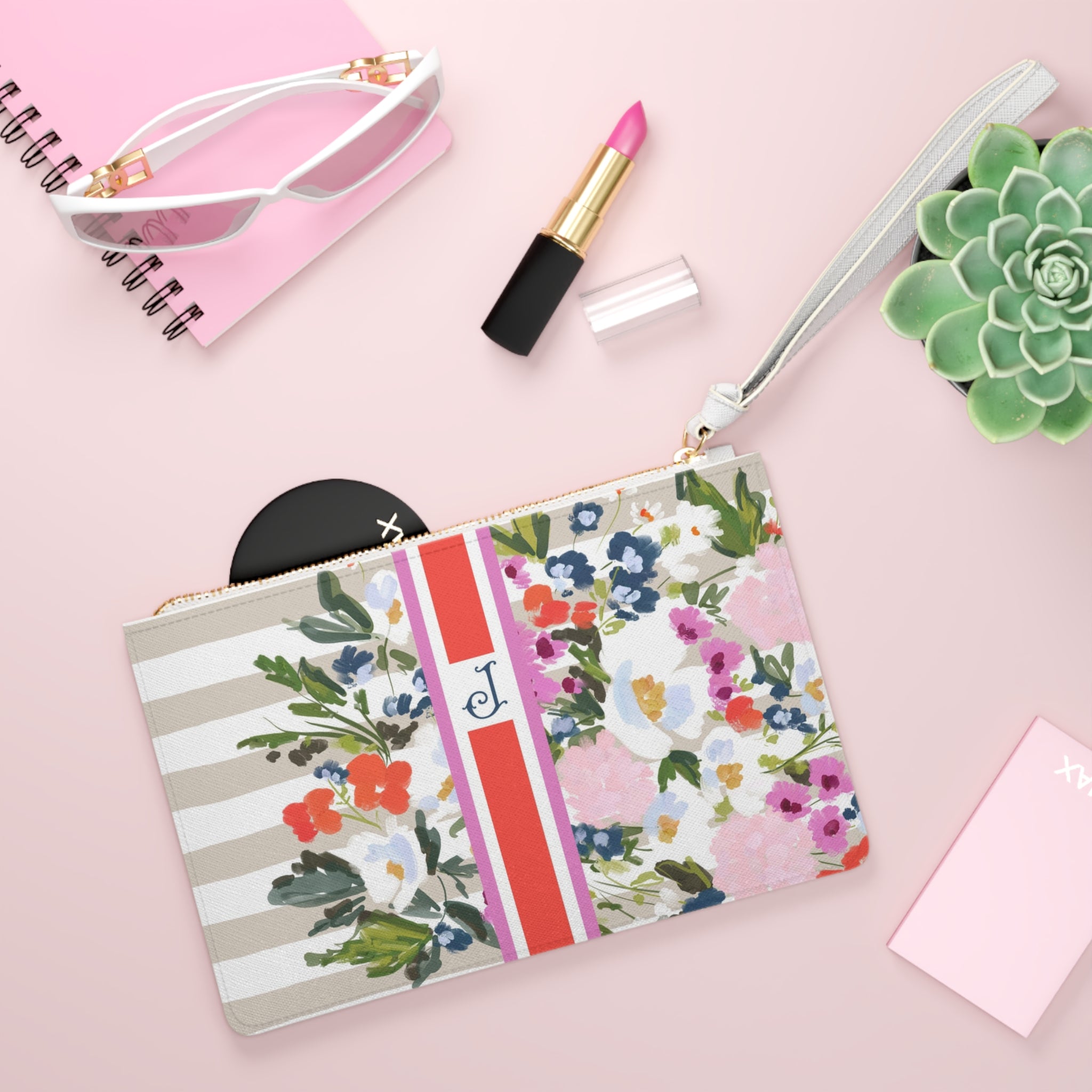 Veranda Striped Monogrammed Mahjong Card Holder