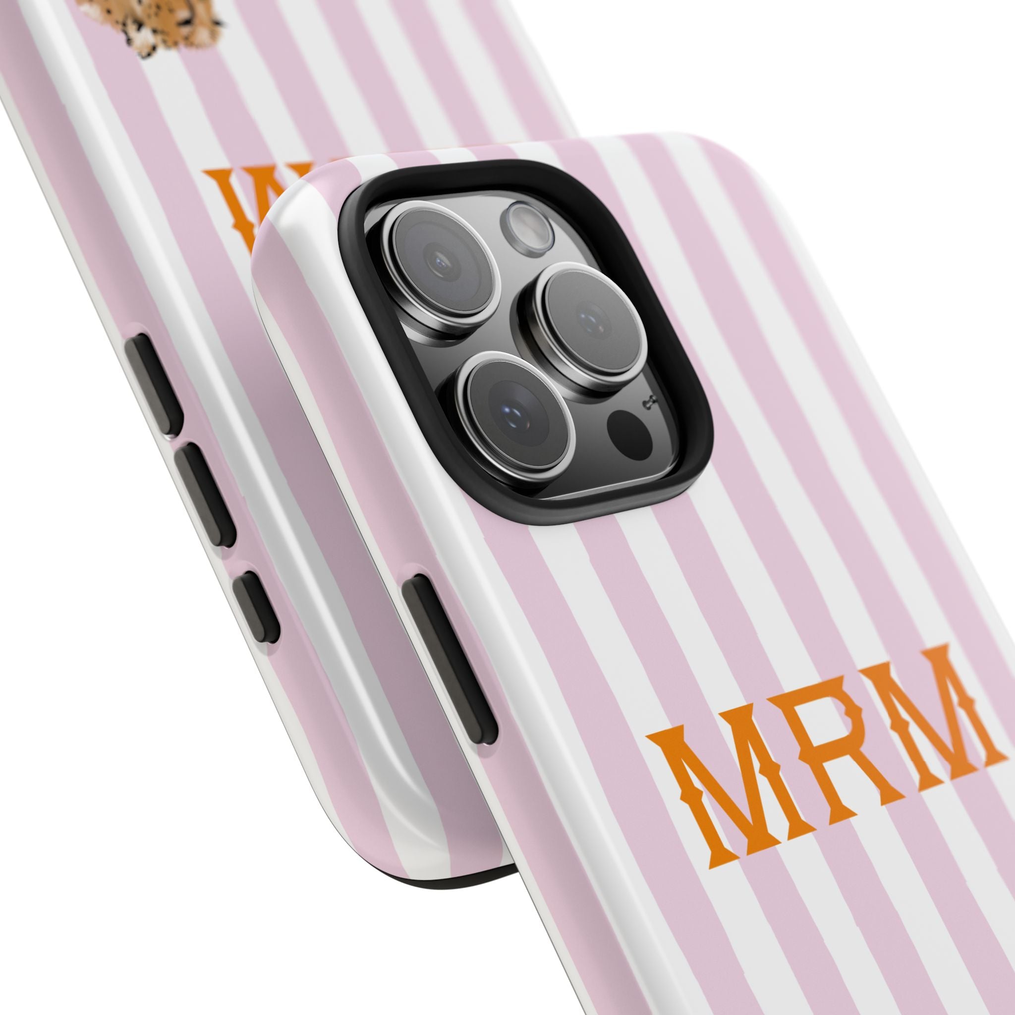 Preppy Cheetah (Pink) Monogrammed Tough Phone Case