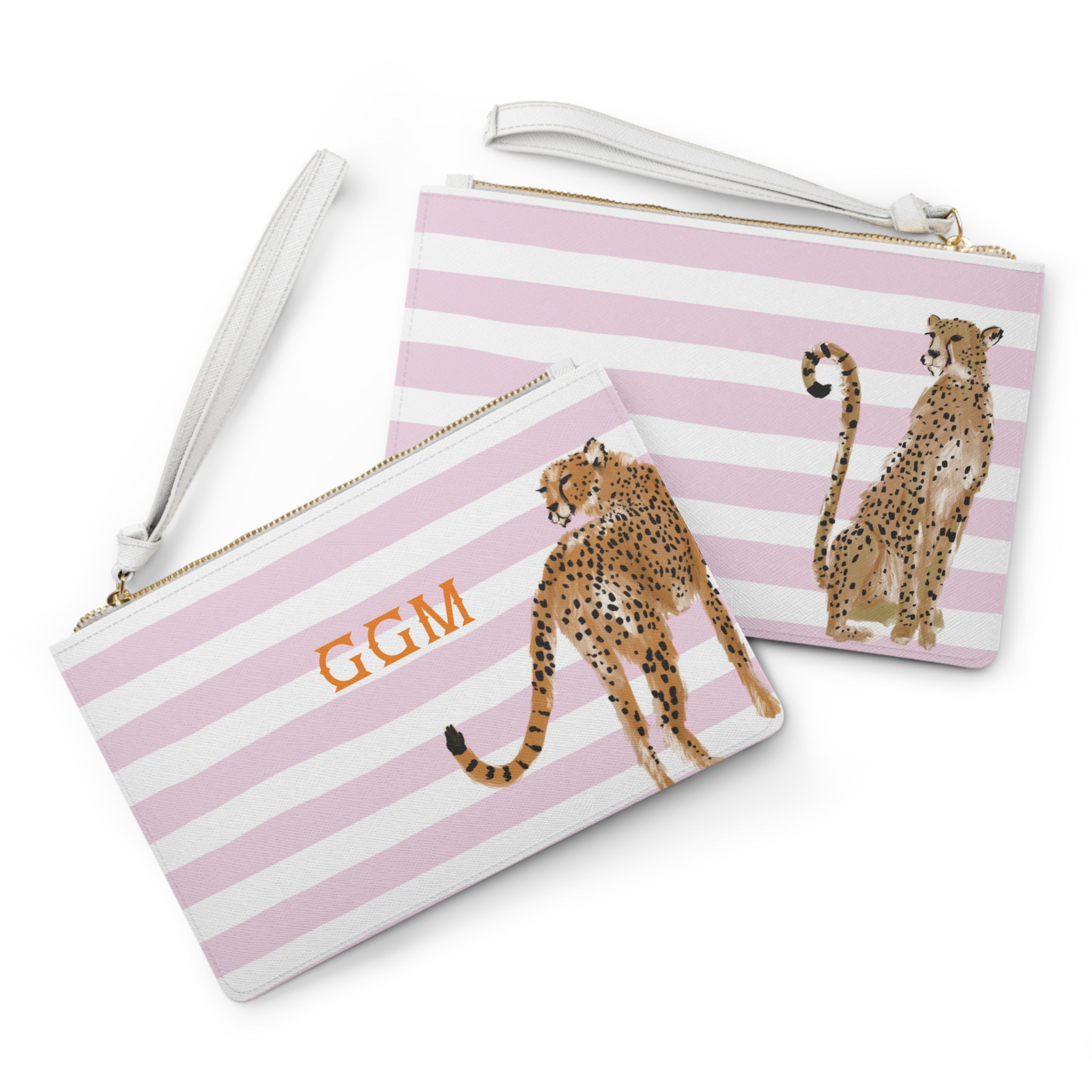 Preppy Cheetah (Pink) Monogrammed Mahjong Card Holder
