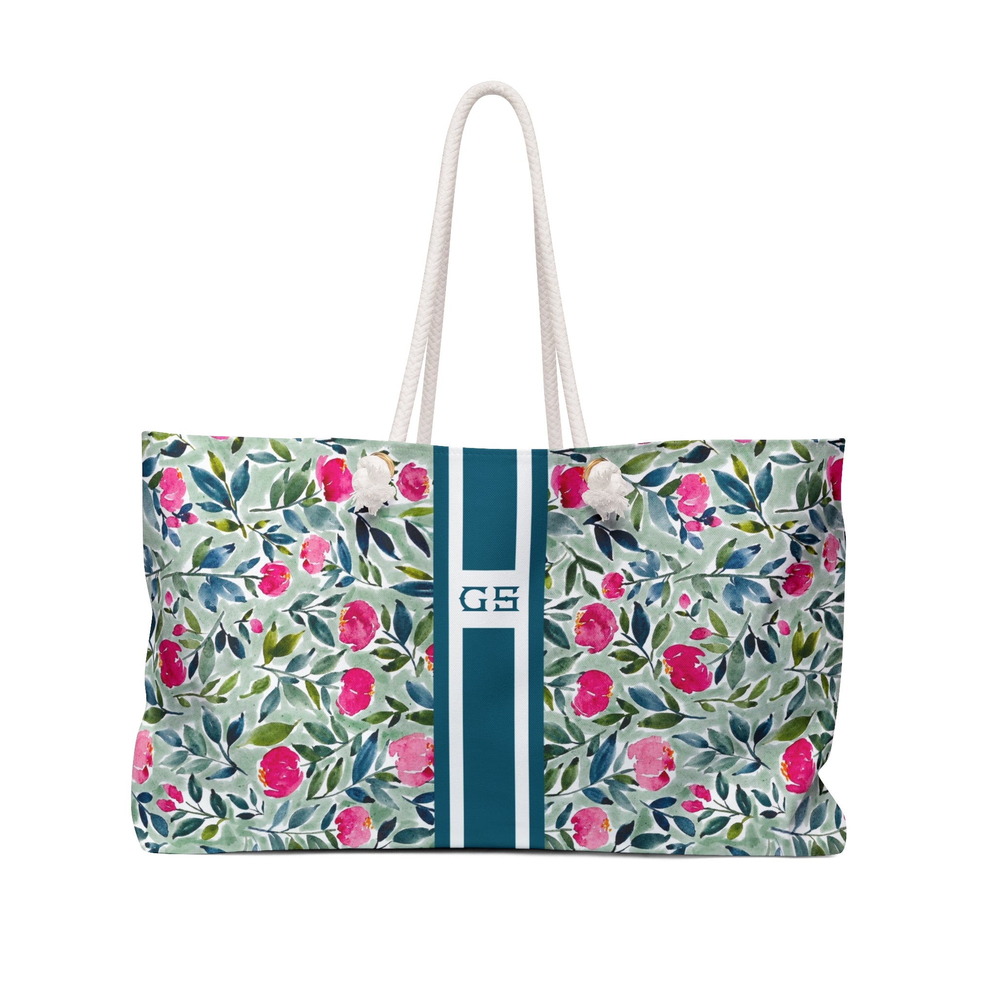 Flora Striped Monogrammed Mahjong Bag