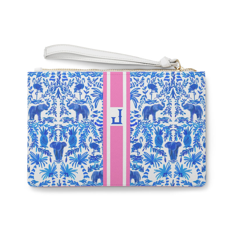 Elephant Fun Striped Monogrammed Mahjong Card Pouch