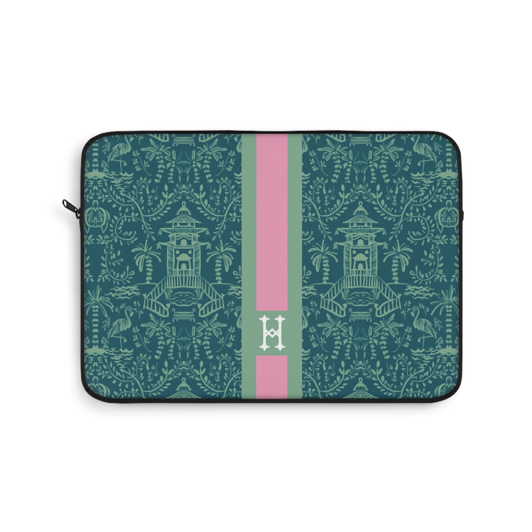 Palm Beach Teal Monogrammed Laptop Sleeve