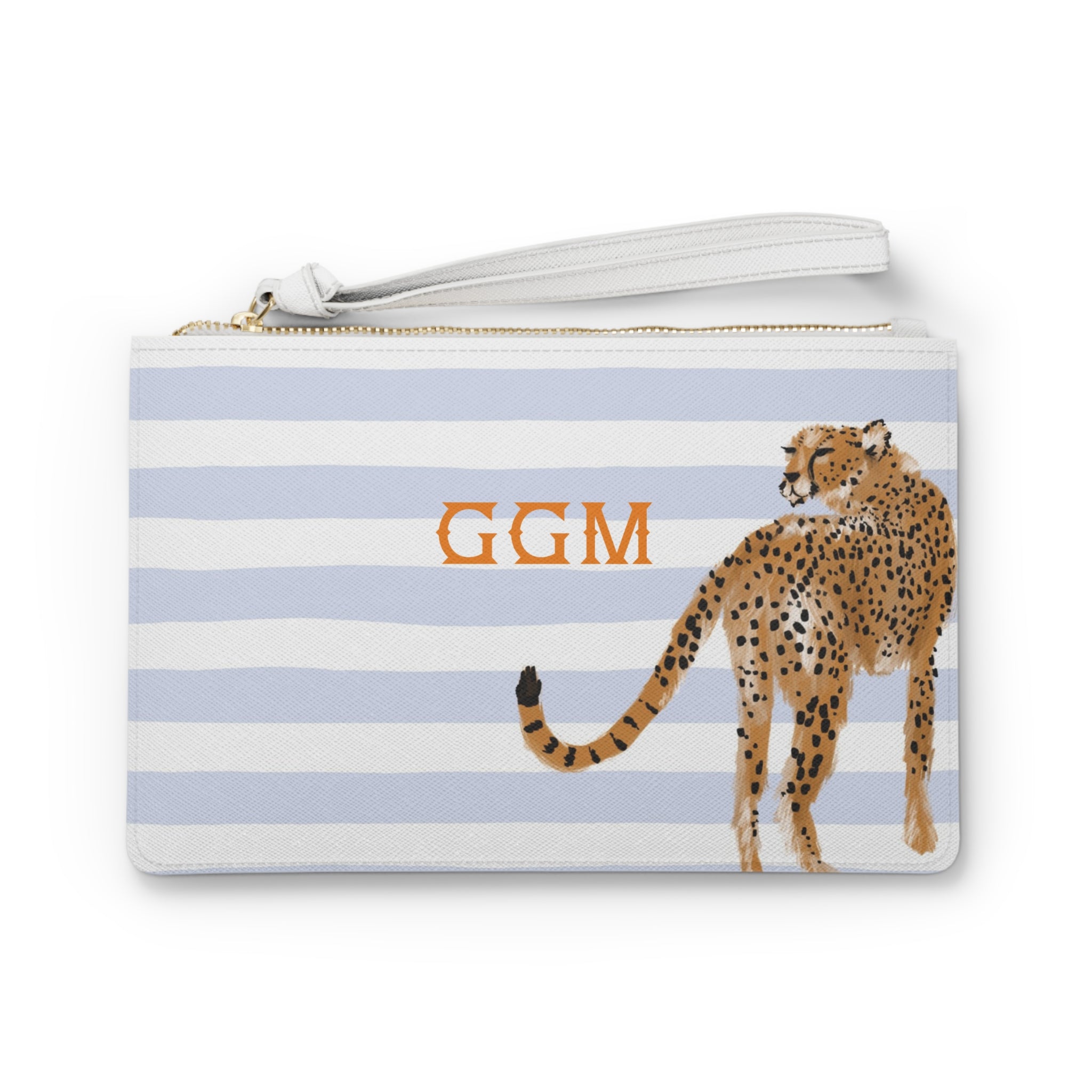 Preppy Cheetah (Blue) Monogrammed Mahjong Card Holder