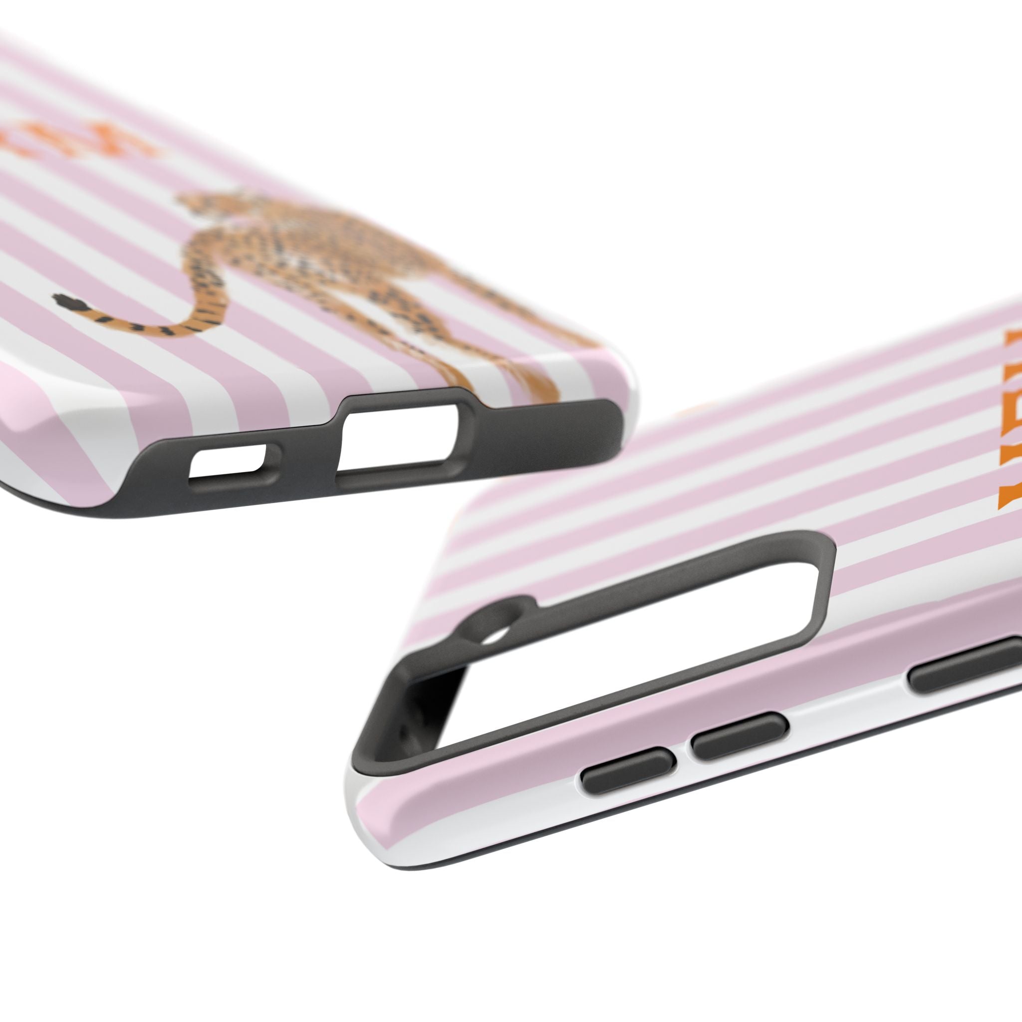 Preppy Cheetah (Pink) Monogrammed Tough Phone Case