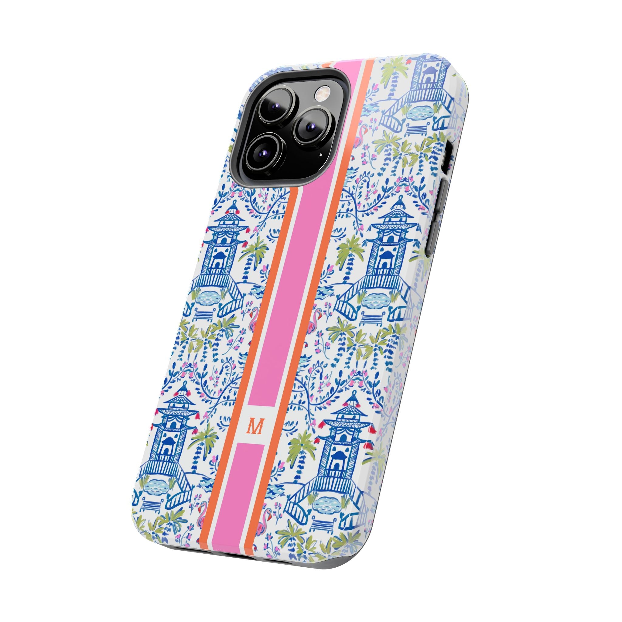Colorful Chinoiserie Monogrammed Tough Phone Case