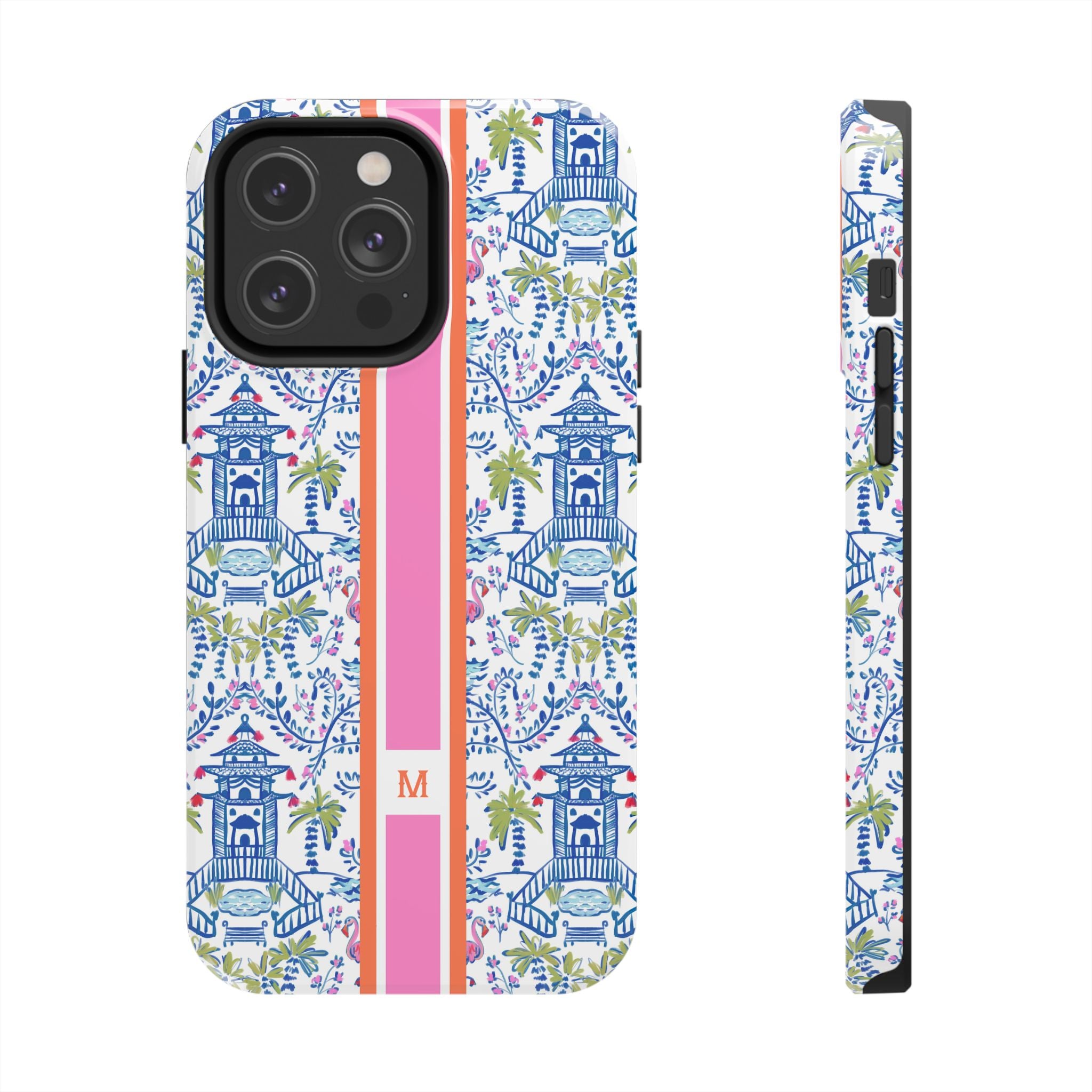 Colorful Chinoiserie Monogrammed Tough Phone Case