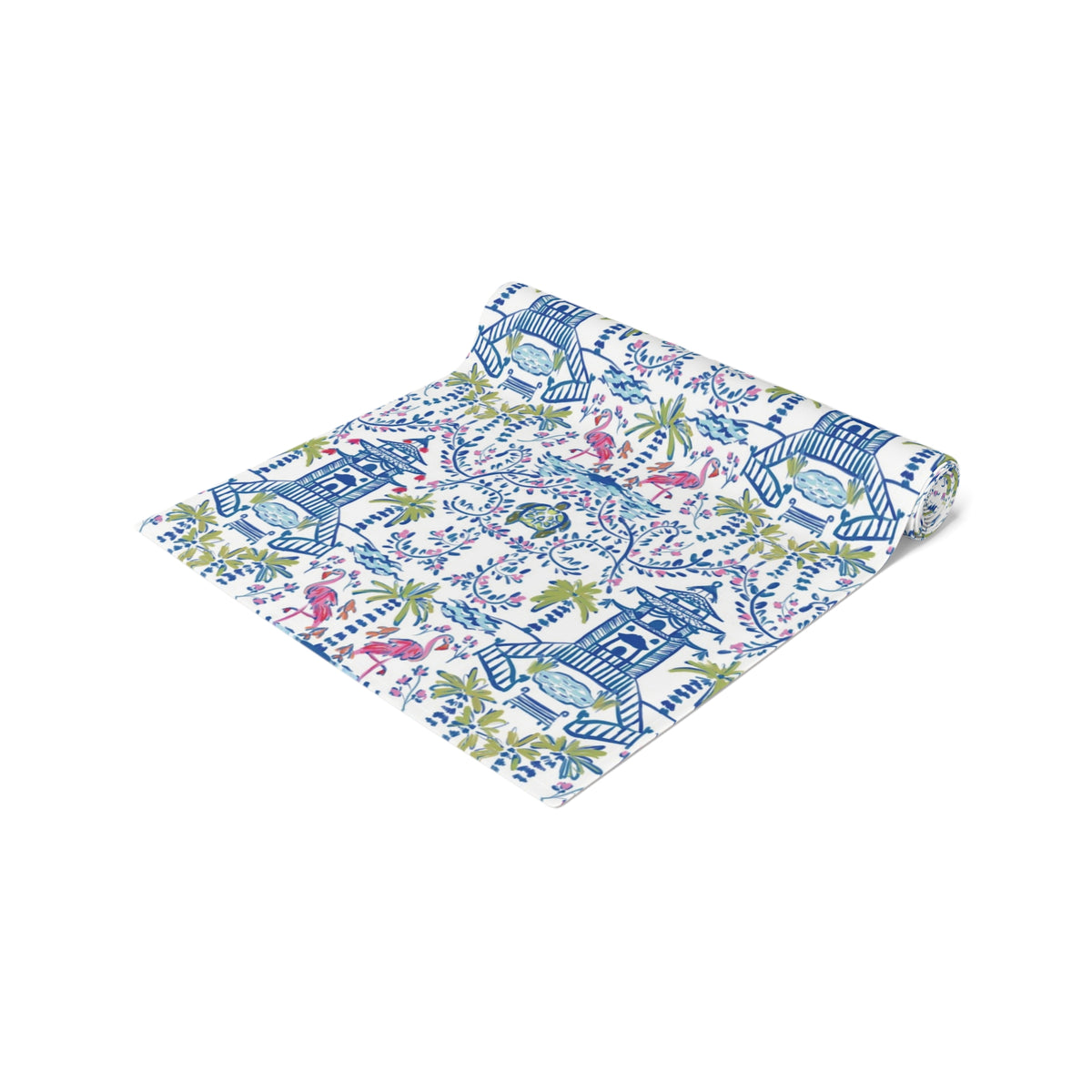 Colorful Coastal Chinoiserie Table Runner