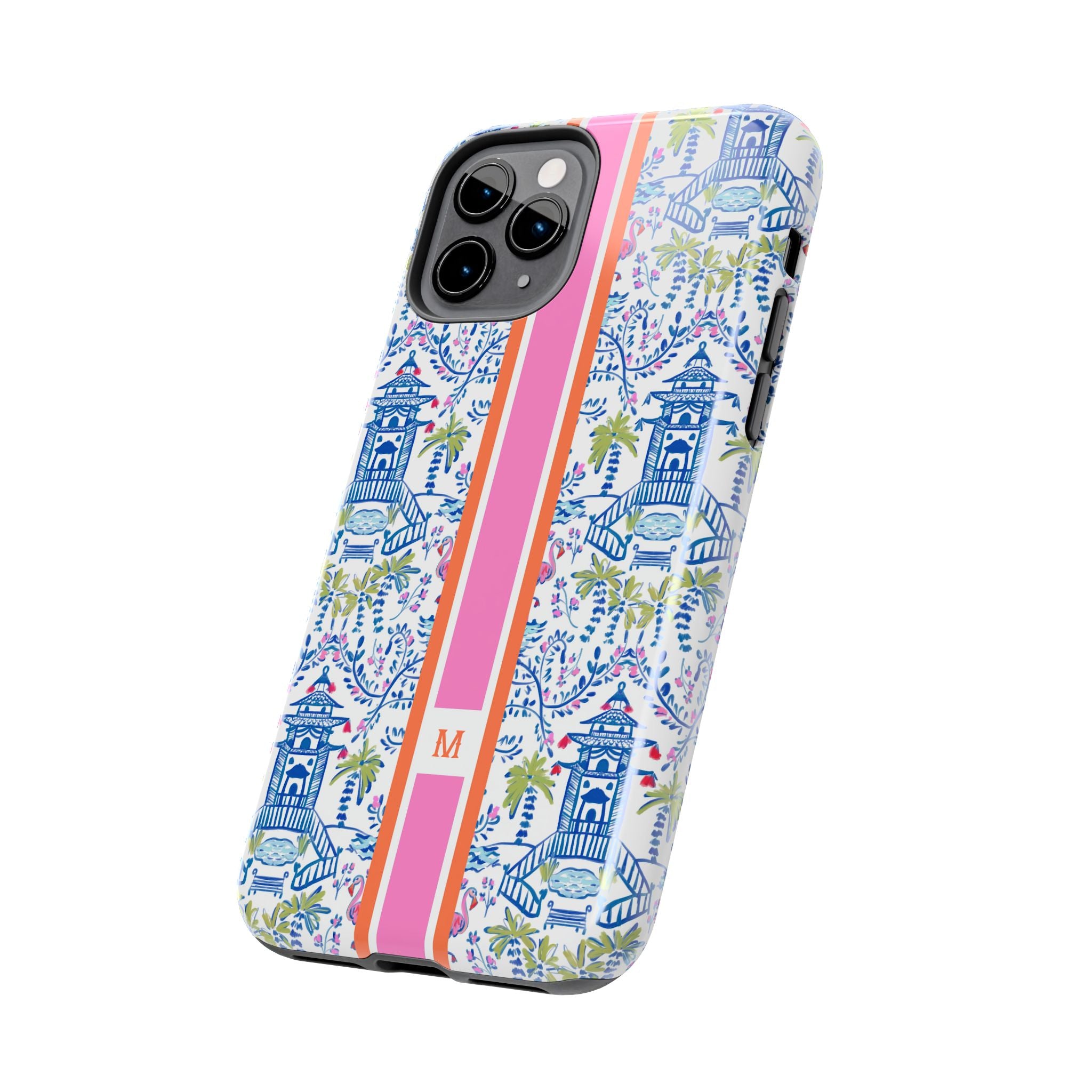 Colorful Chinoiserie Monogrammed Tough Phone Case