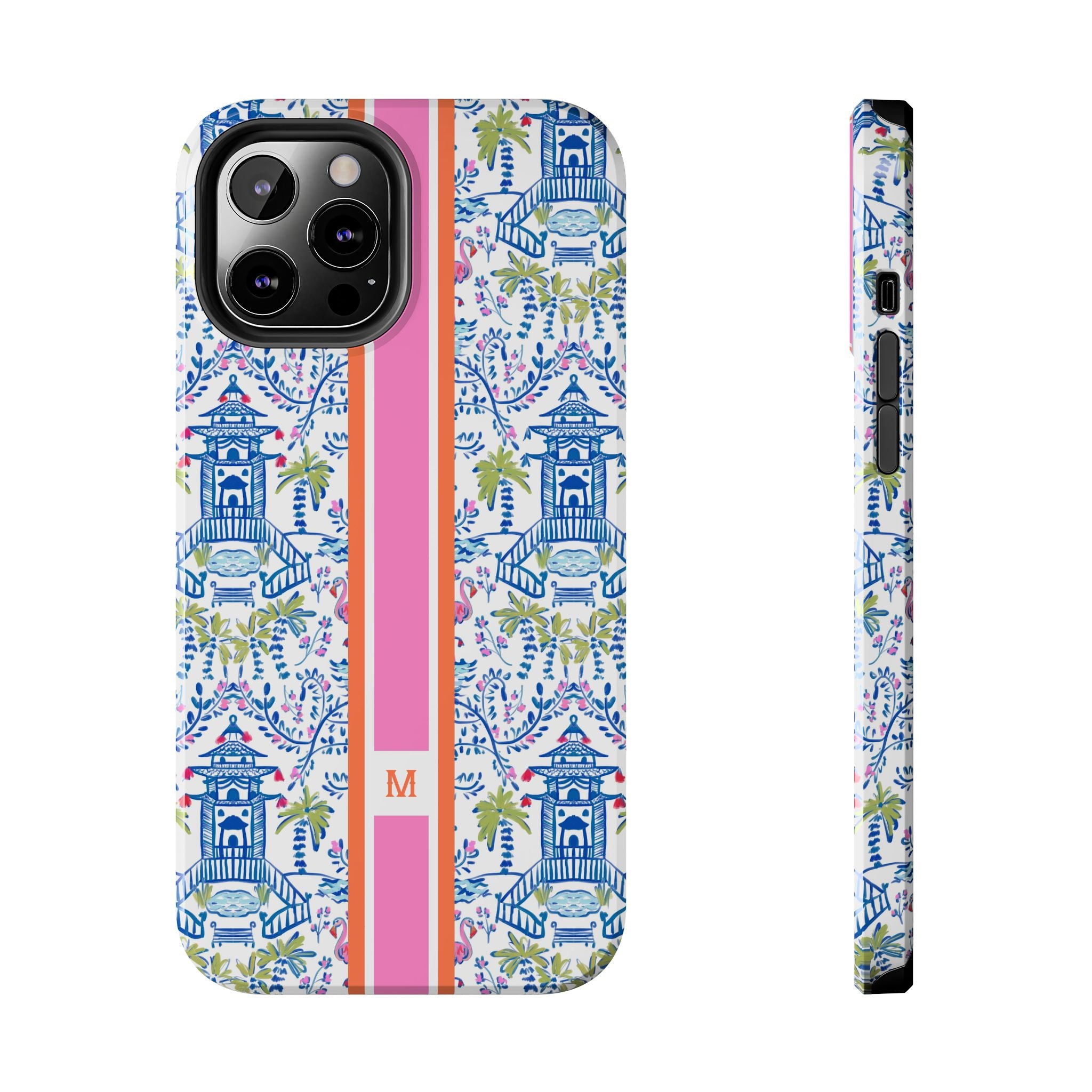 Colorful Chinoiserie Monogrammed Tough Phone Case