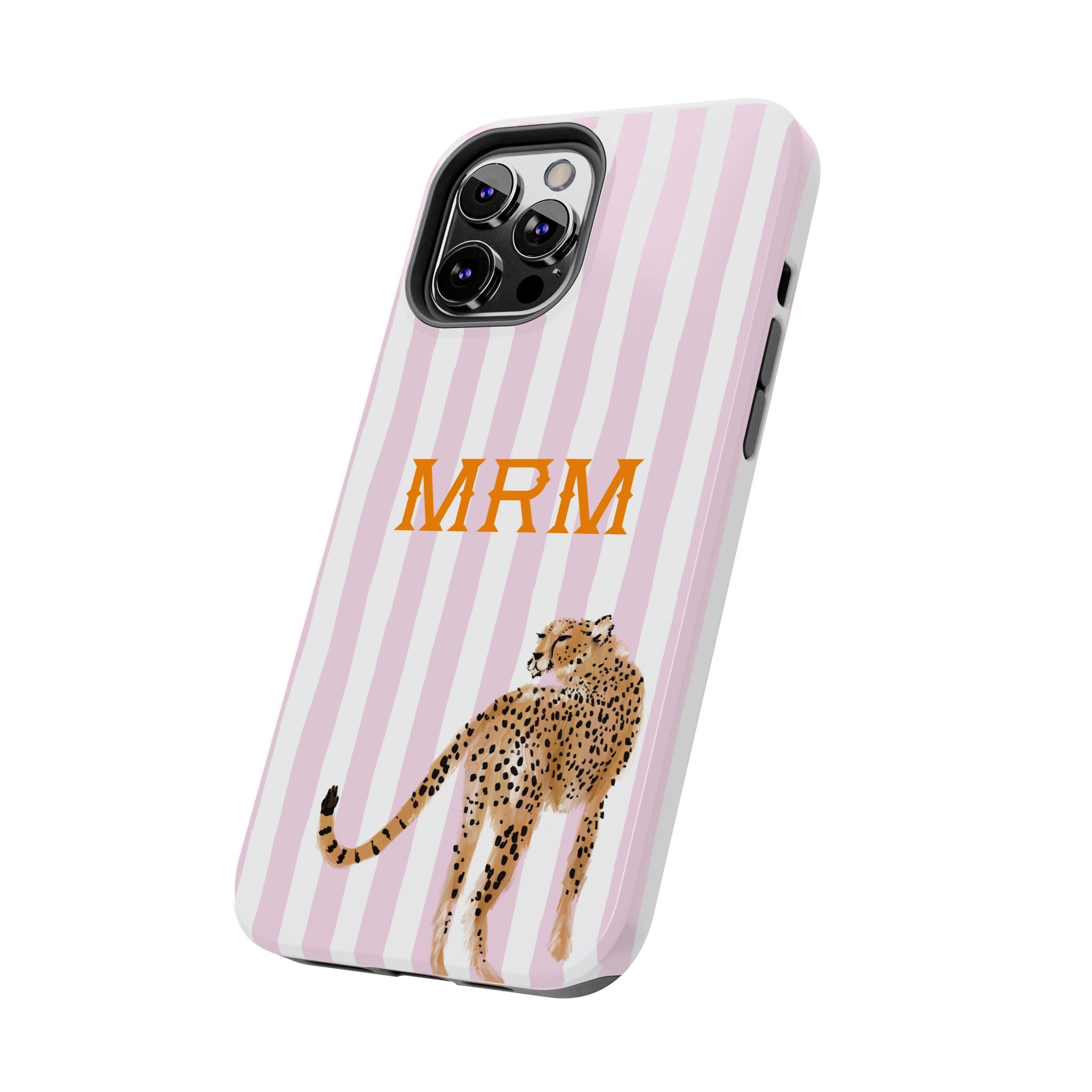 Preppy Cheetah (Pink) Monogrammed Tough Phone Case