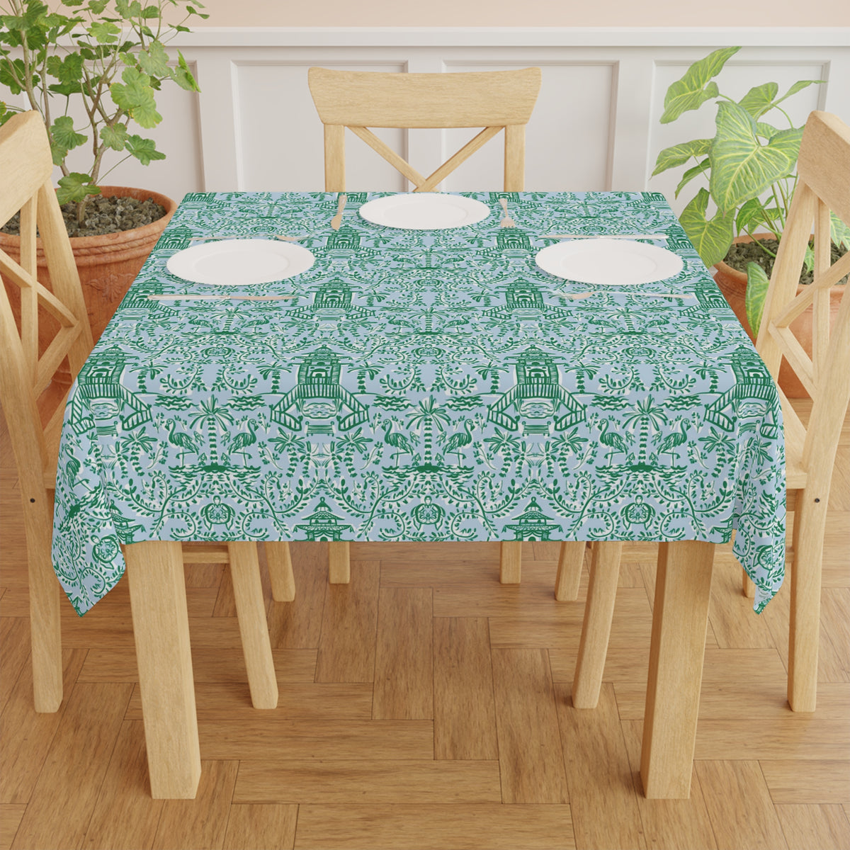 Chinoiserie Palms Square Tablecloth