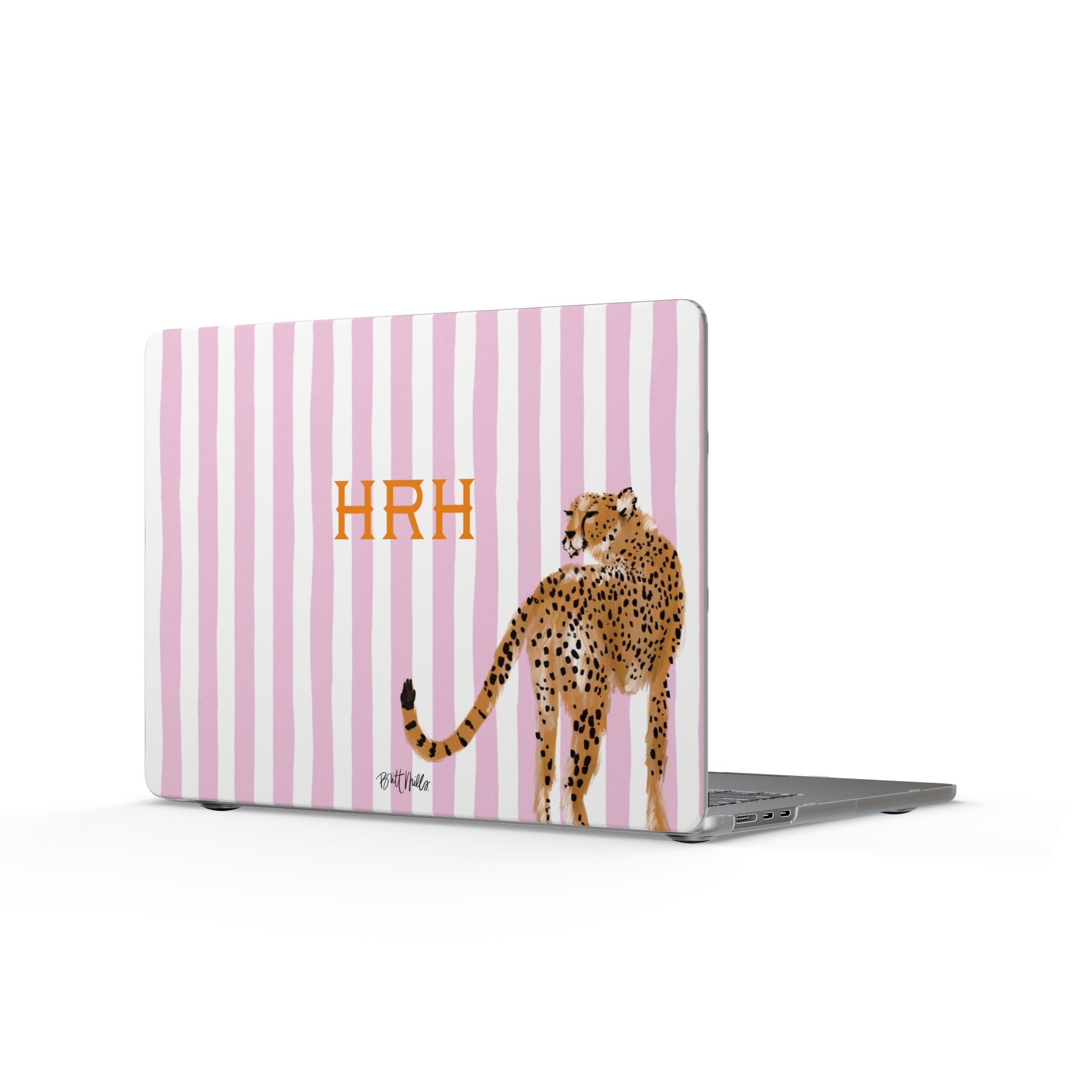 Preppy Cheetah Pink Monogrammed Matte MacBook Cases