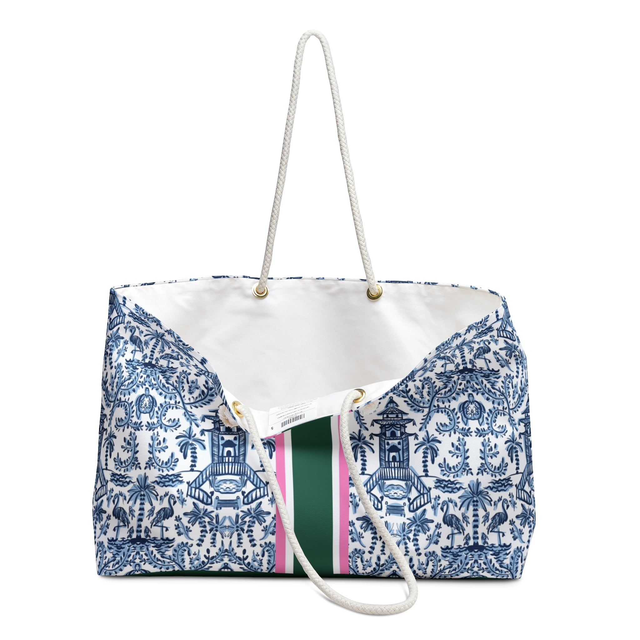 Palm Beach Striped Monogrammed Mahjong Bag