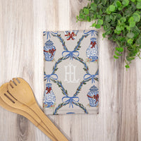 Chinoiserie Christmas Monogrammed Hostess Towel (Single)