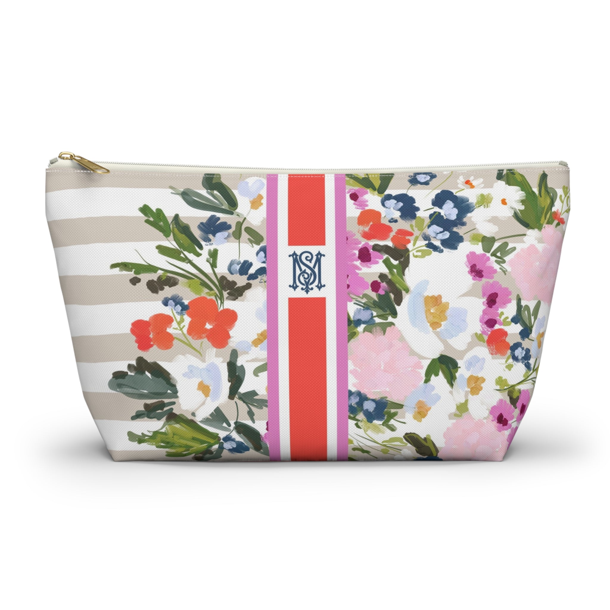 Veranda Striped Monogrammed Pouch