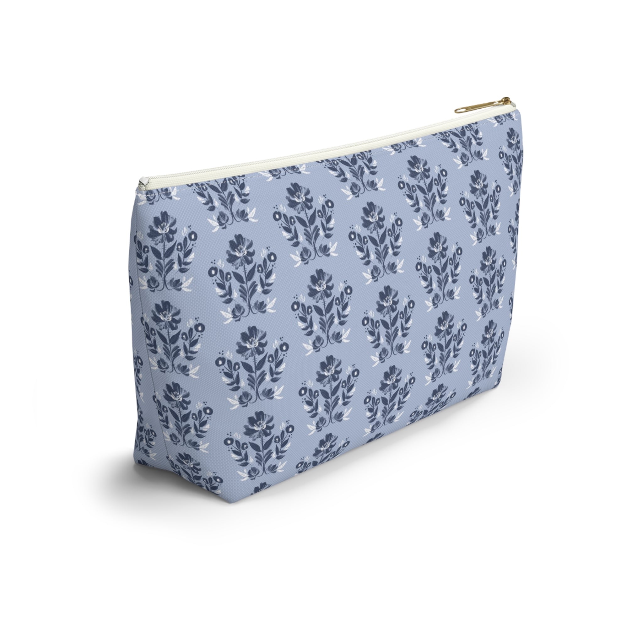 Evangeline Blue Striped Monogrammed Mahjong Tile Pouch