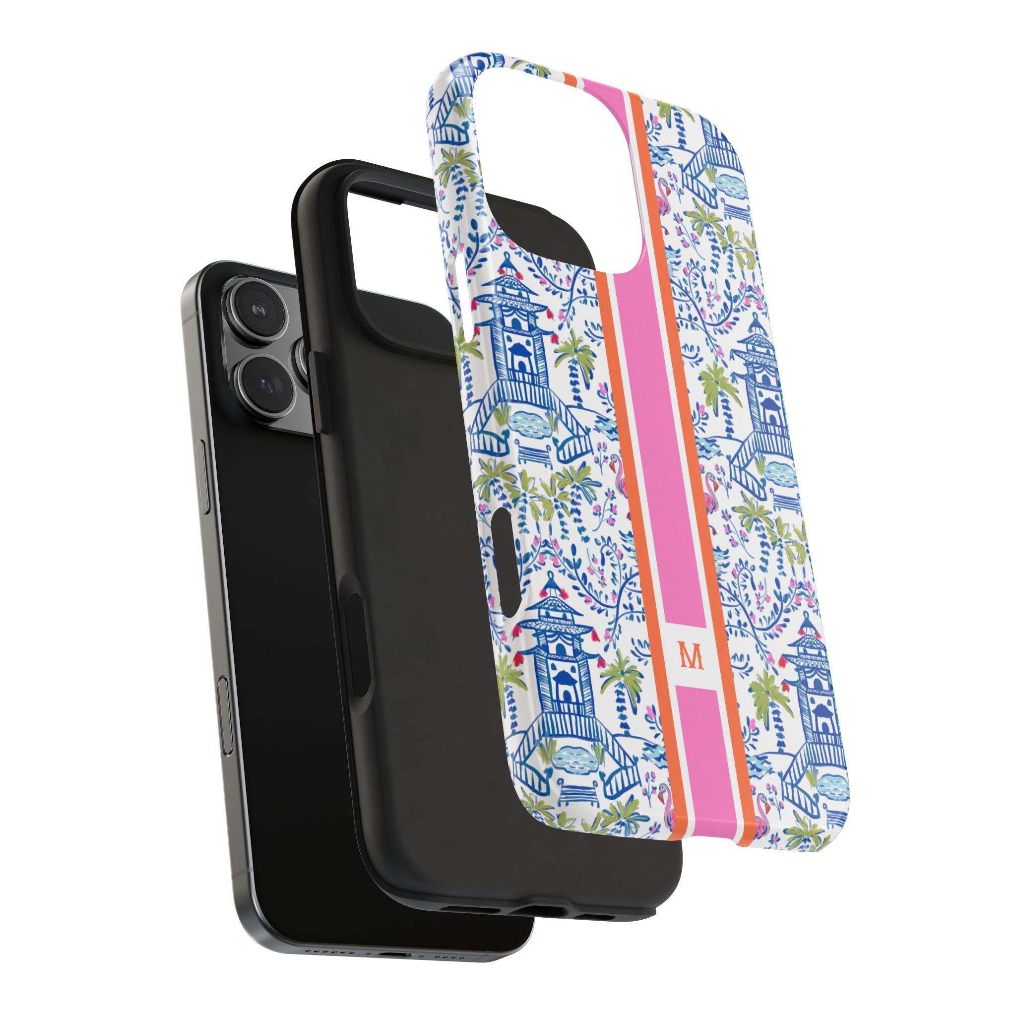 Colorful Chinoiserie Monogrammed Tough Phone Case