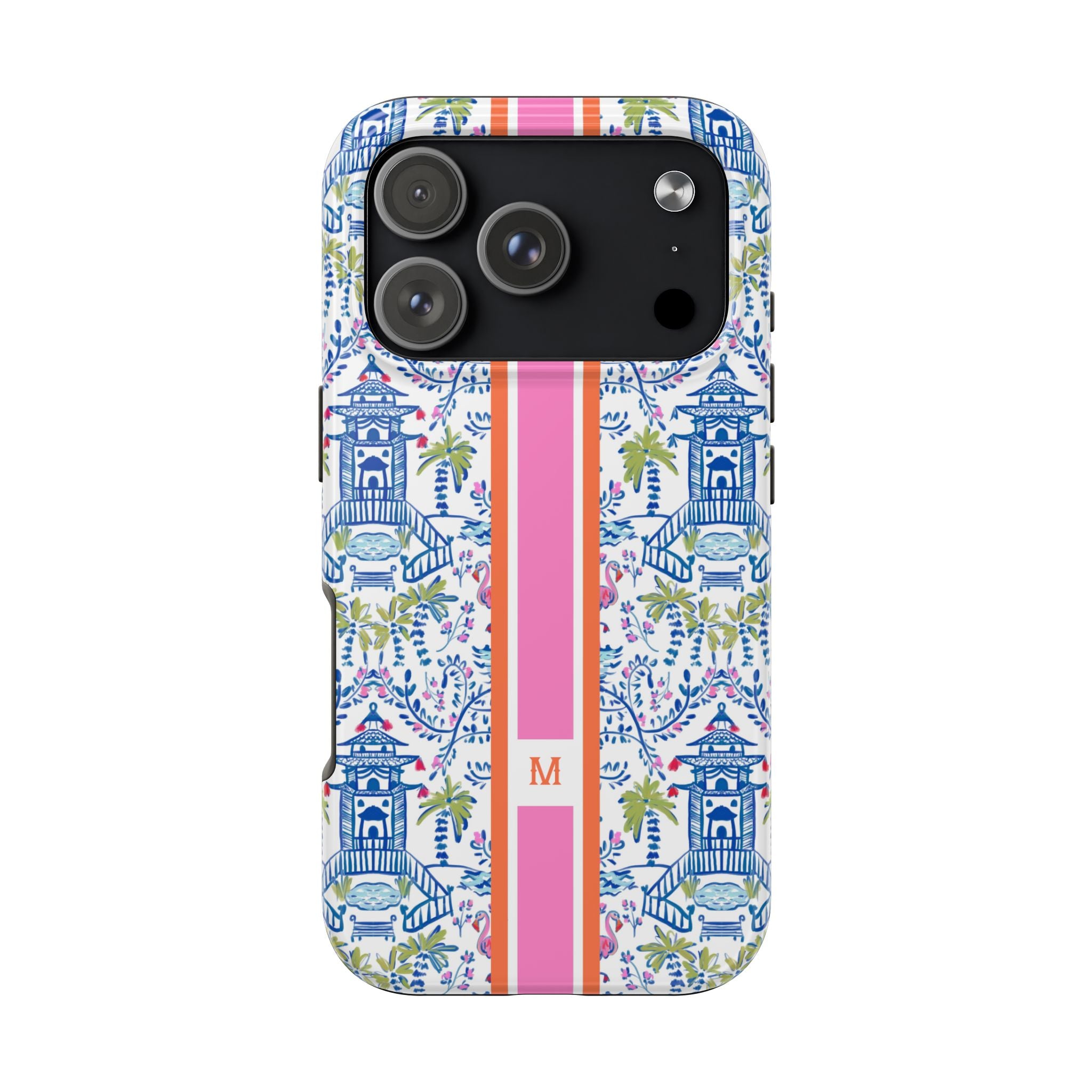 Colorful Chinoiserie Monogrammed Tough Phone Case