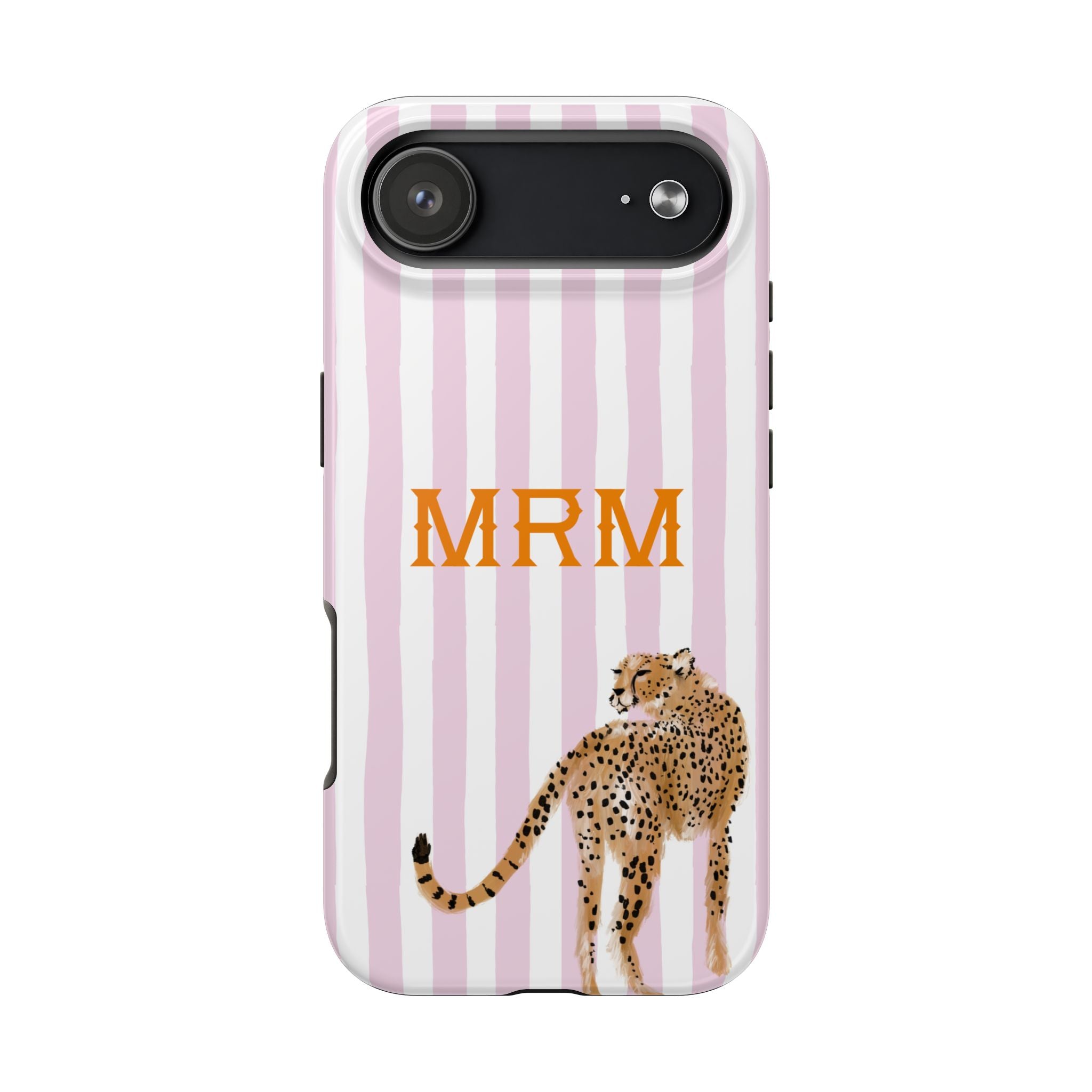 Preppy Cheetah (Pink) Monogrammed Tough Phone Case