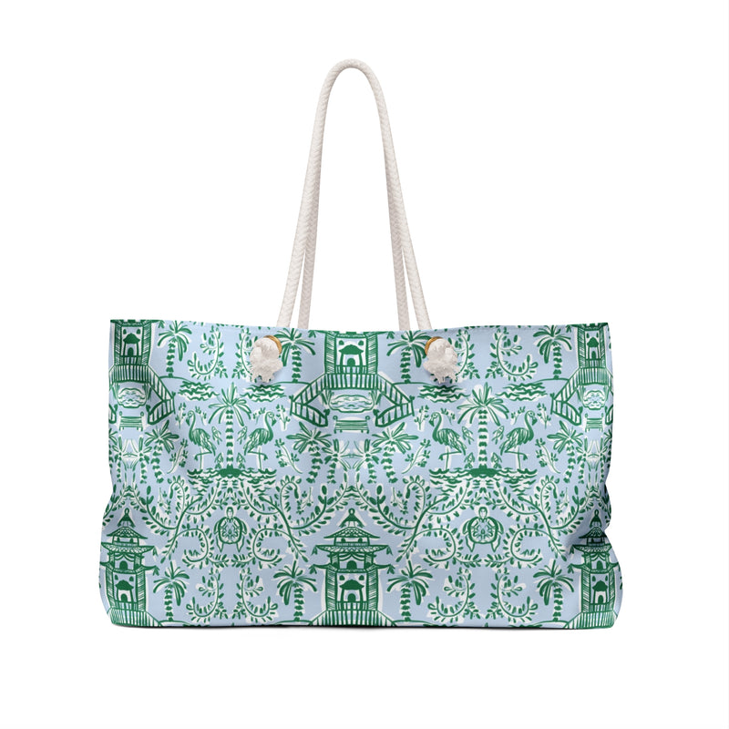 Chinoiserie Palms Striped Monogrammed Carry-All Tote