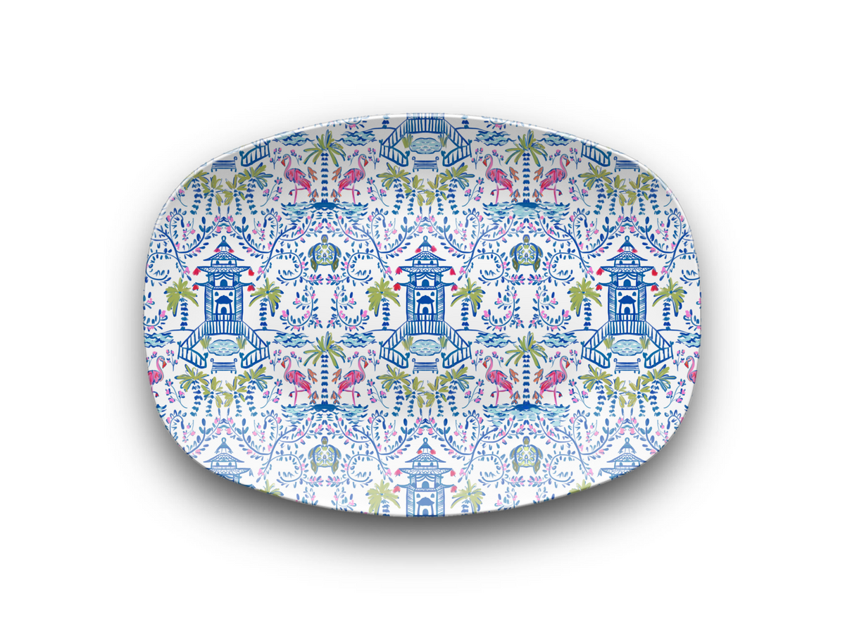 Colorful Coastal Chinoiserie Dinnerware Collection (Unbreakable and BPA-free)