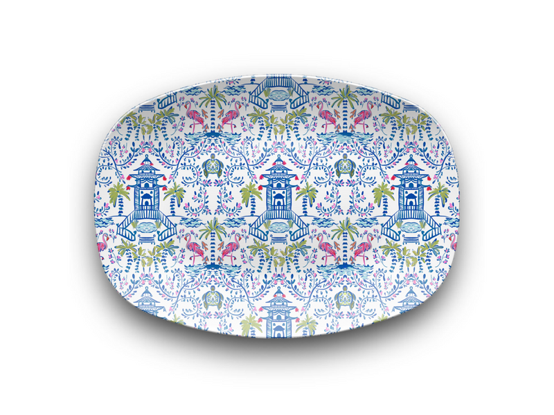 Colorful Coastal Chinoiserie Dinnerware Collection (Unbreakable and BPA-free)