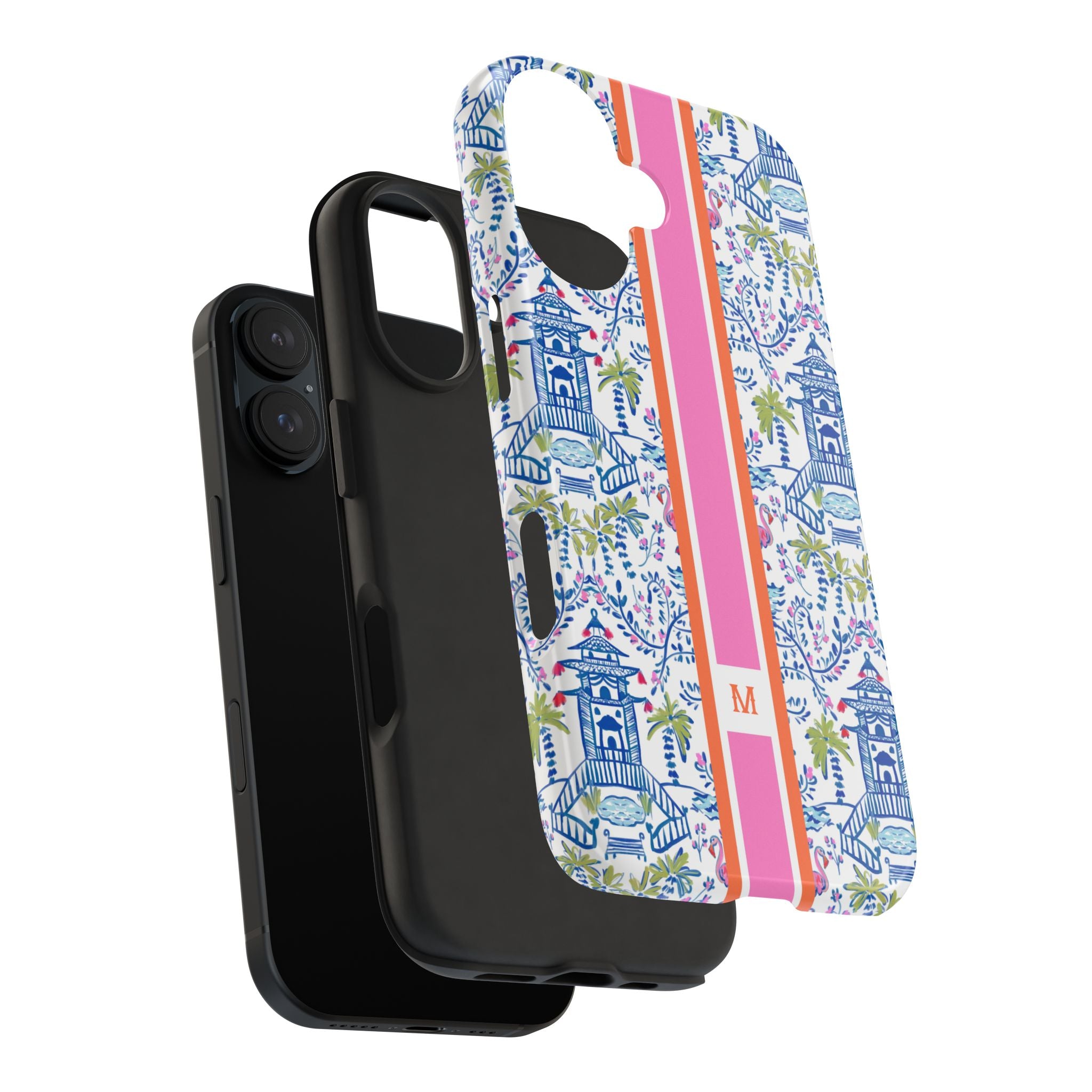 Colorful Chinoiserie Monogrammed Tough Phone Case