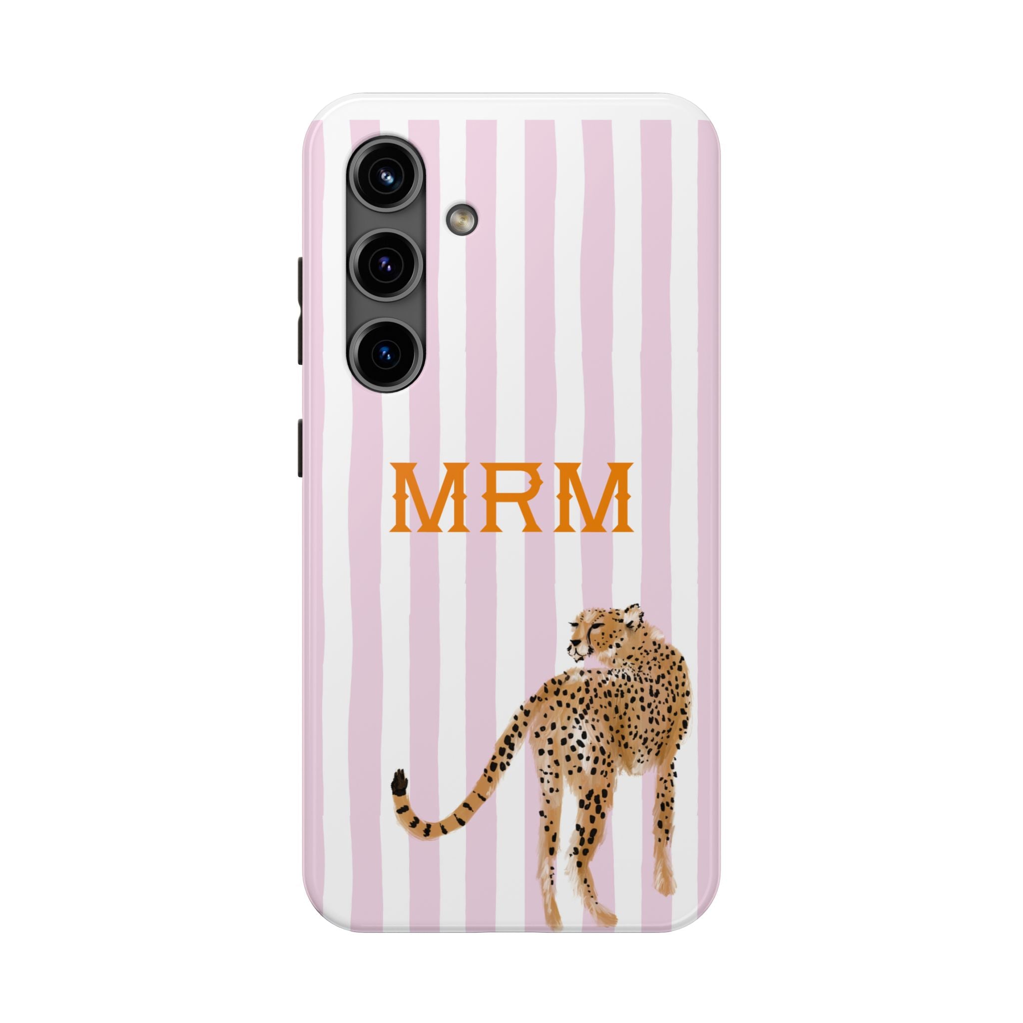 Preppy Cheetah (Pink) Monogrammed Tough Phone Case