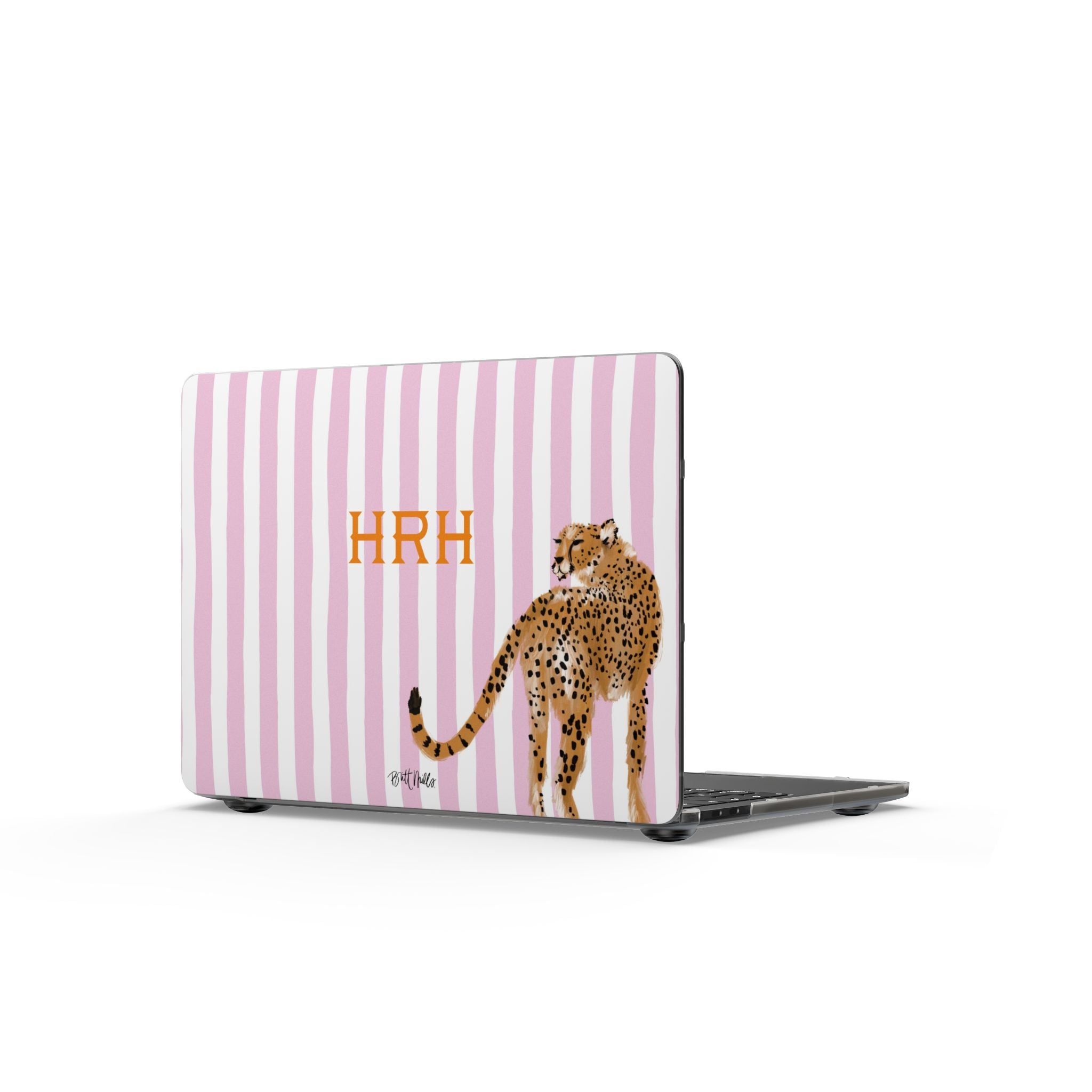Preppy Cheetah Pink Monogrammed Matte MacBook Cases