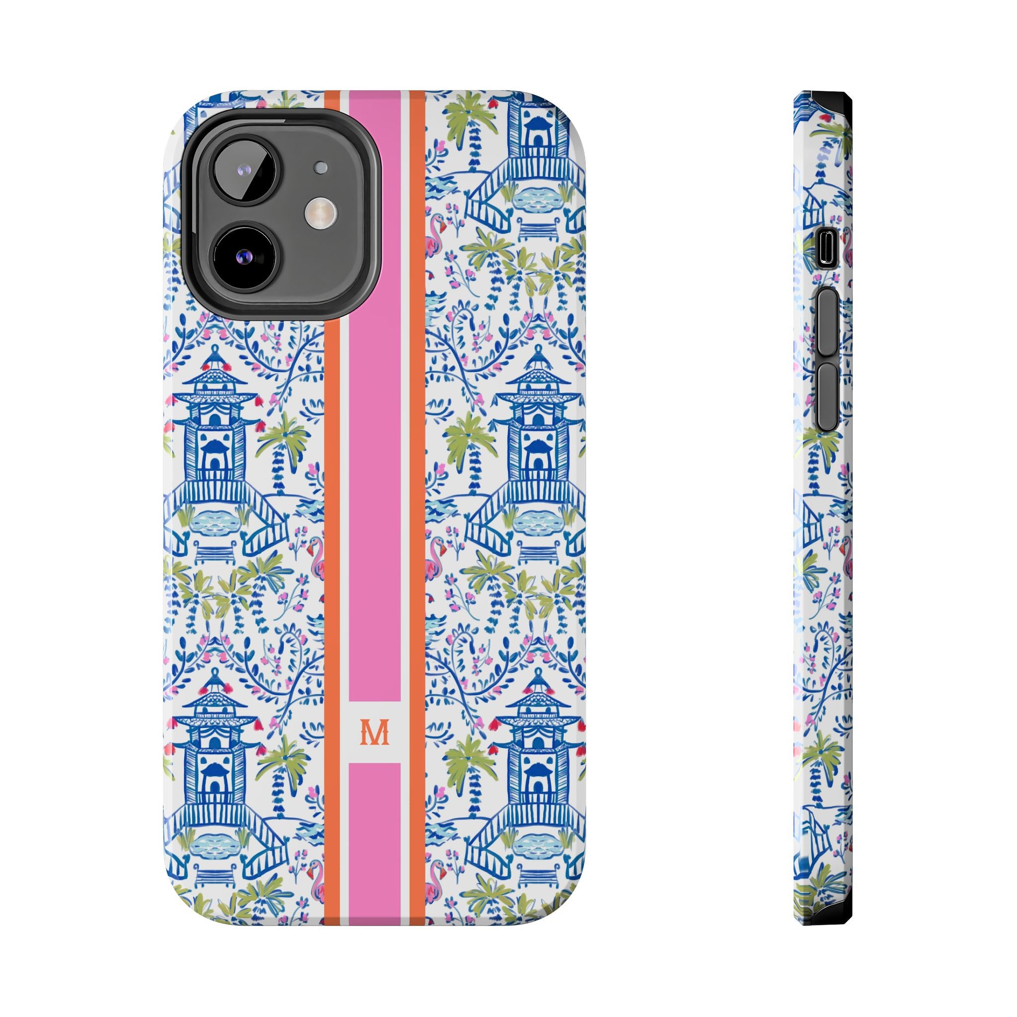 Colorful Chinoiserie Monogrammed Tough Phone Case