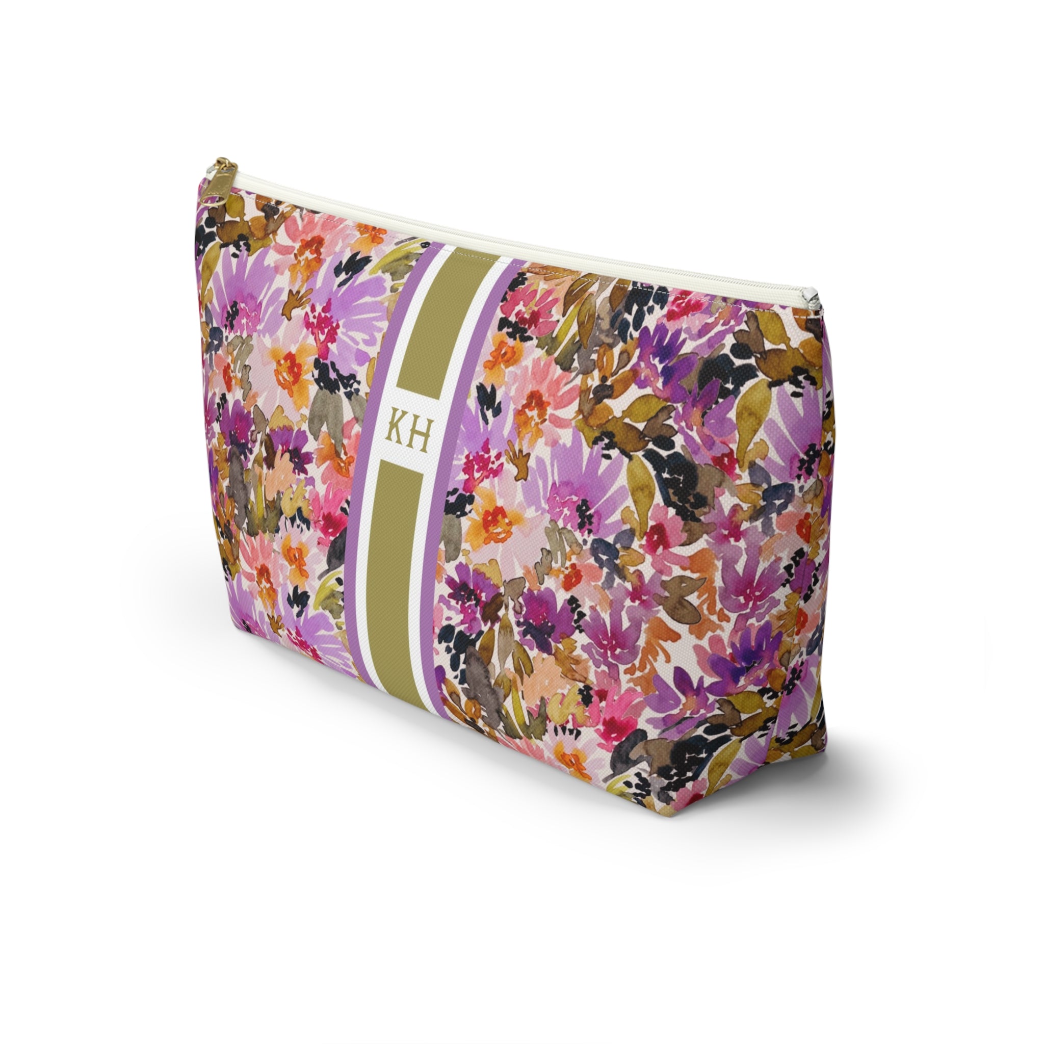 Mabel Striped Monogrammed Mahjong Tile Pouch